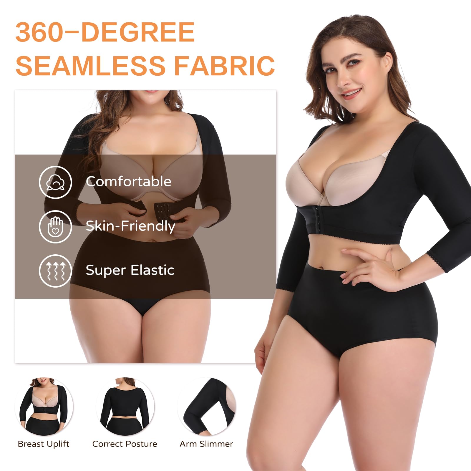 Women's Post-operative Three-quarter Sleeve Arm Shapewear