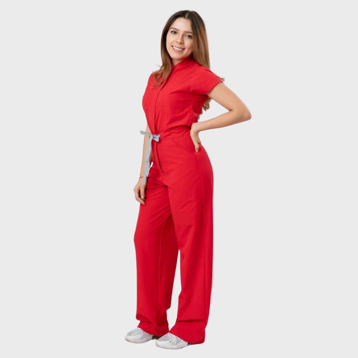 Women's 4 Pockets Drawstring Flared Scrub Jumpsuit Jog009