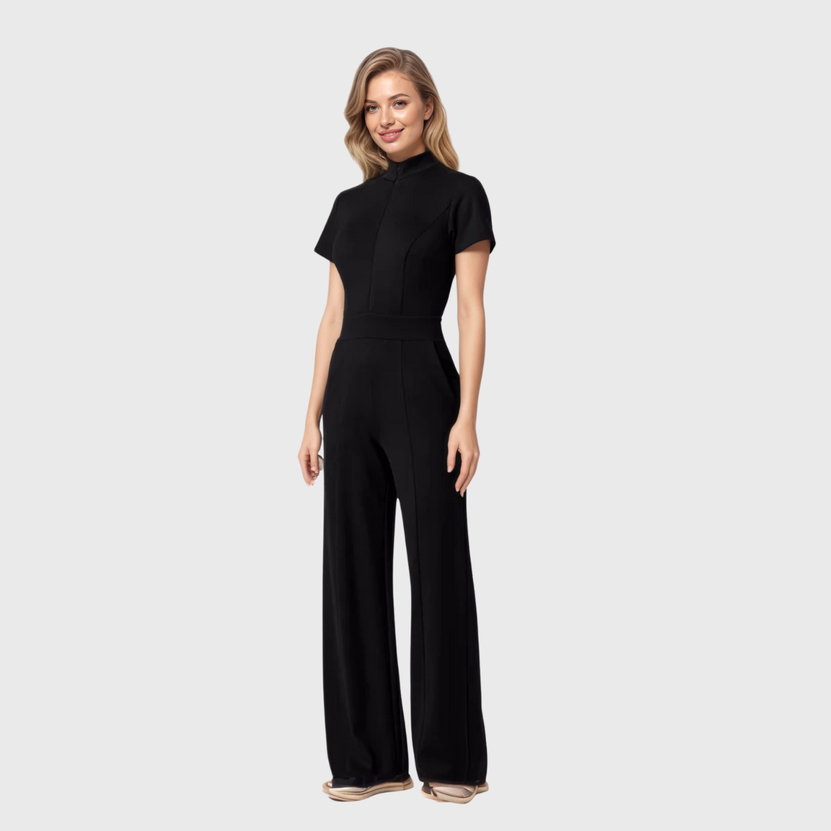Women's Slim Fit Wide Leg Zip Neck Flex™ Scrub Jumpsuit