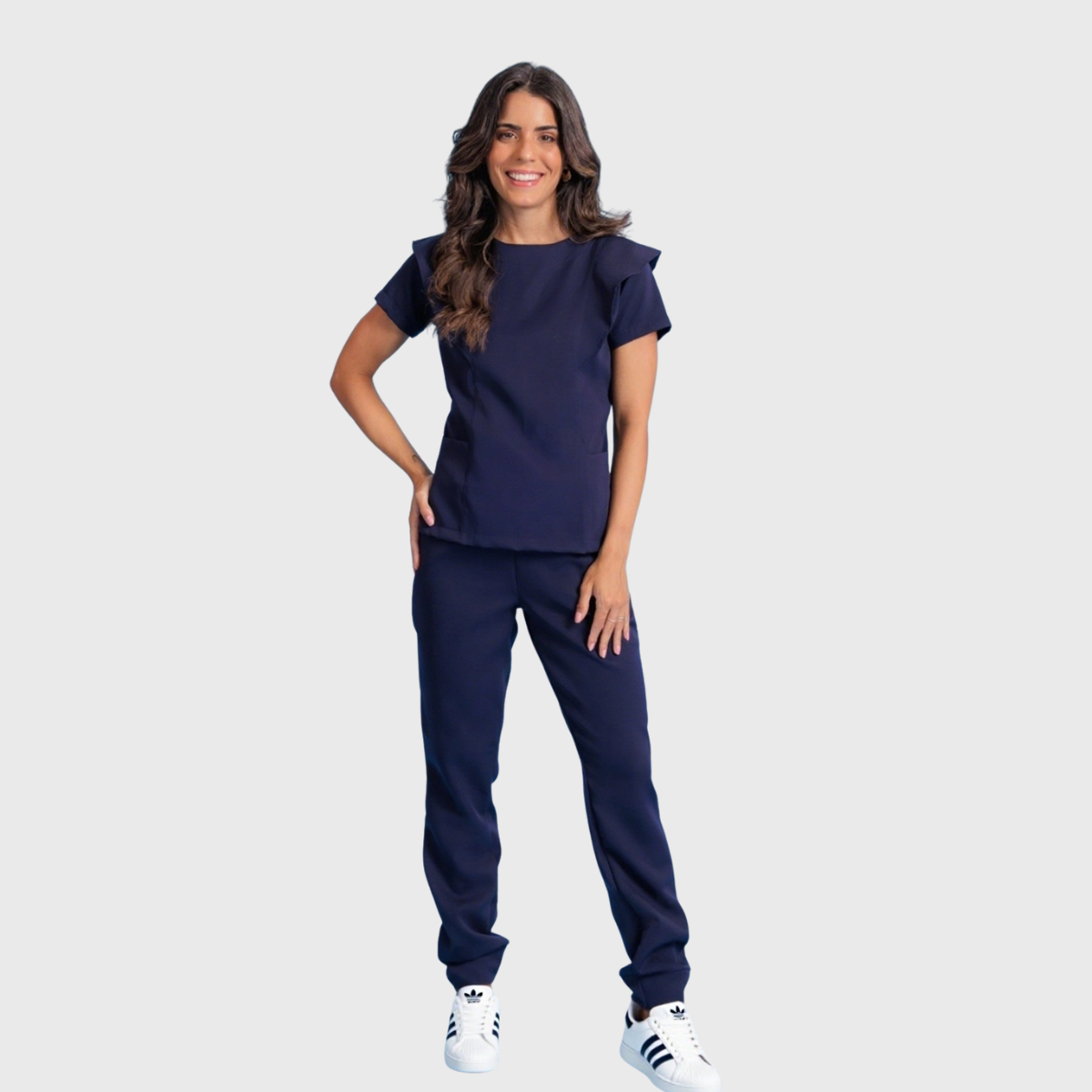 Women's Round-neck Slim Scrub Top