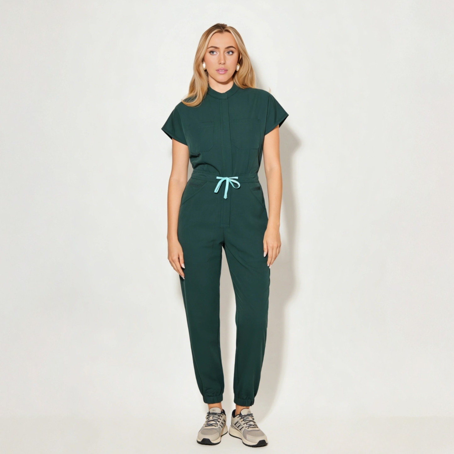 Women's Slim Fit 9-Pocket Jogger Scrub Jumpsuit