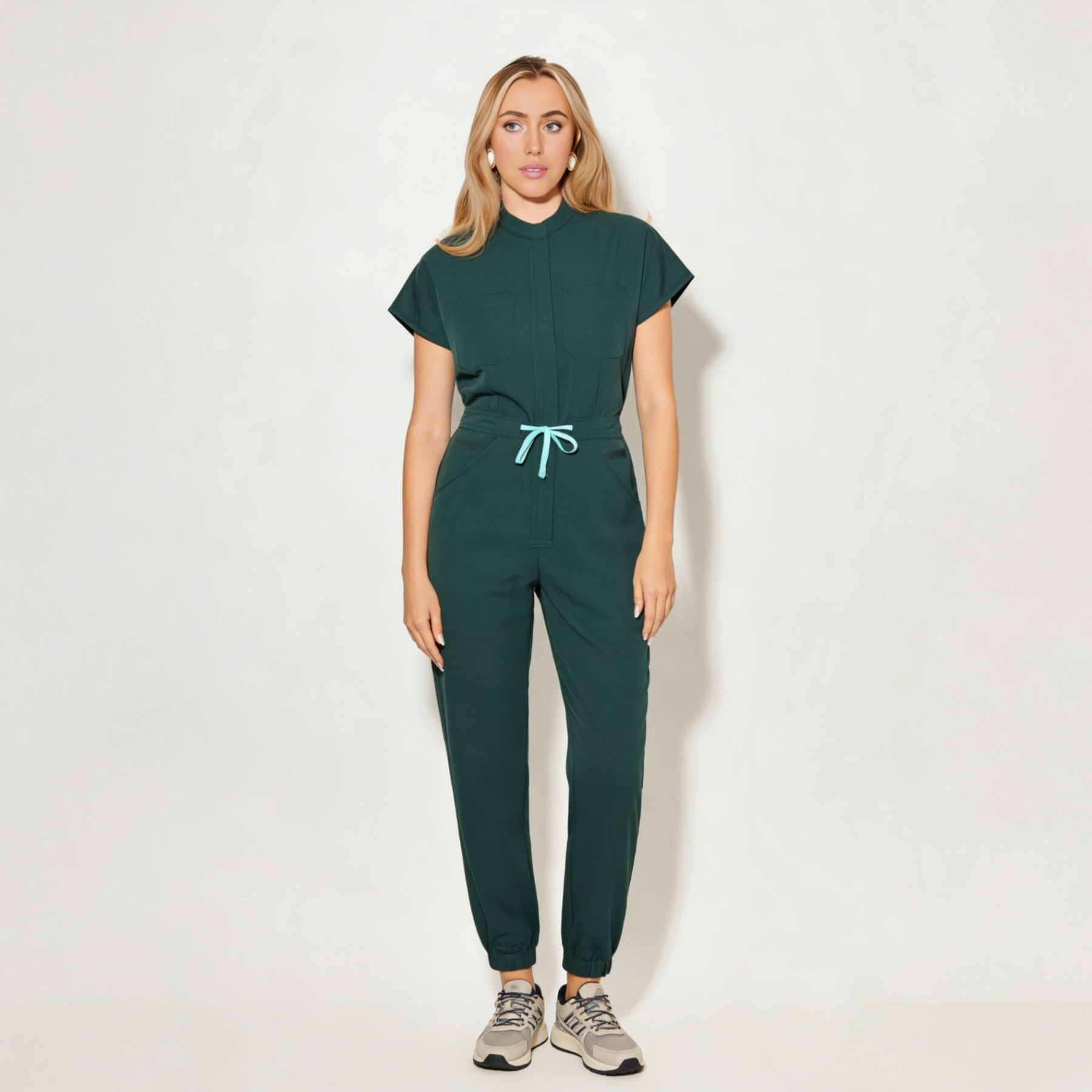 Women's Slim Fit 9-Pocket Jogger Scrub Jumpsuit