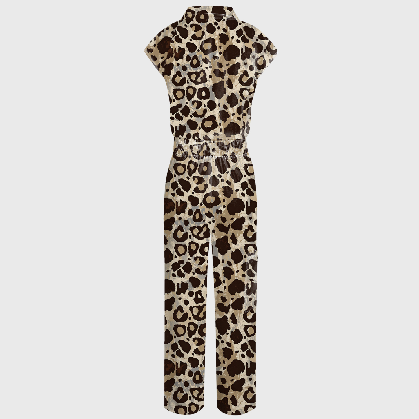 Women's Leopard Collection Printed Wide Leg Scrub Jumpsuit