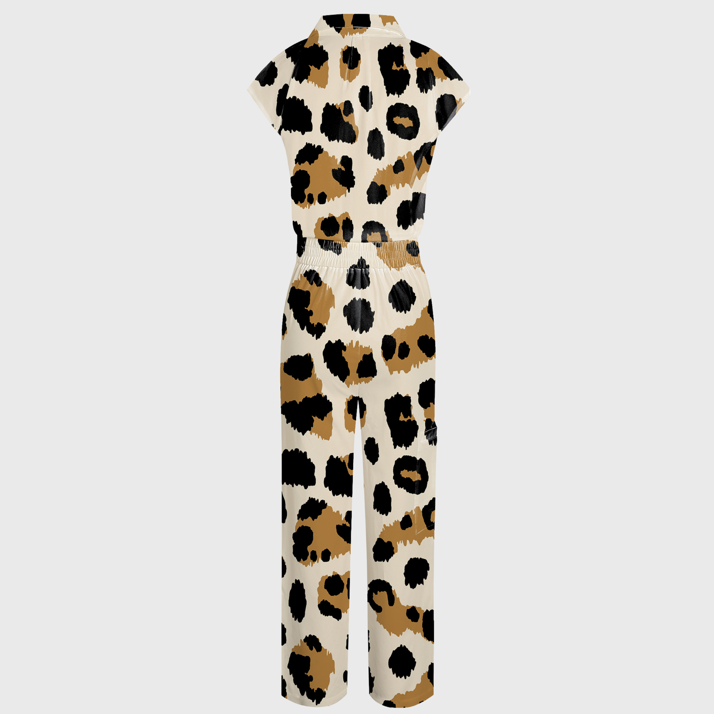 Women's Leopard Collection Printed Wide Leg Scrub Jumpsuit