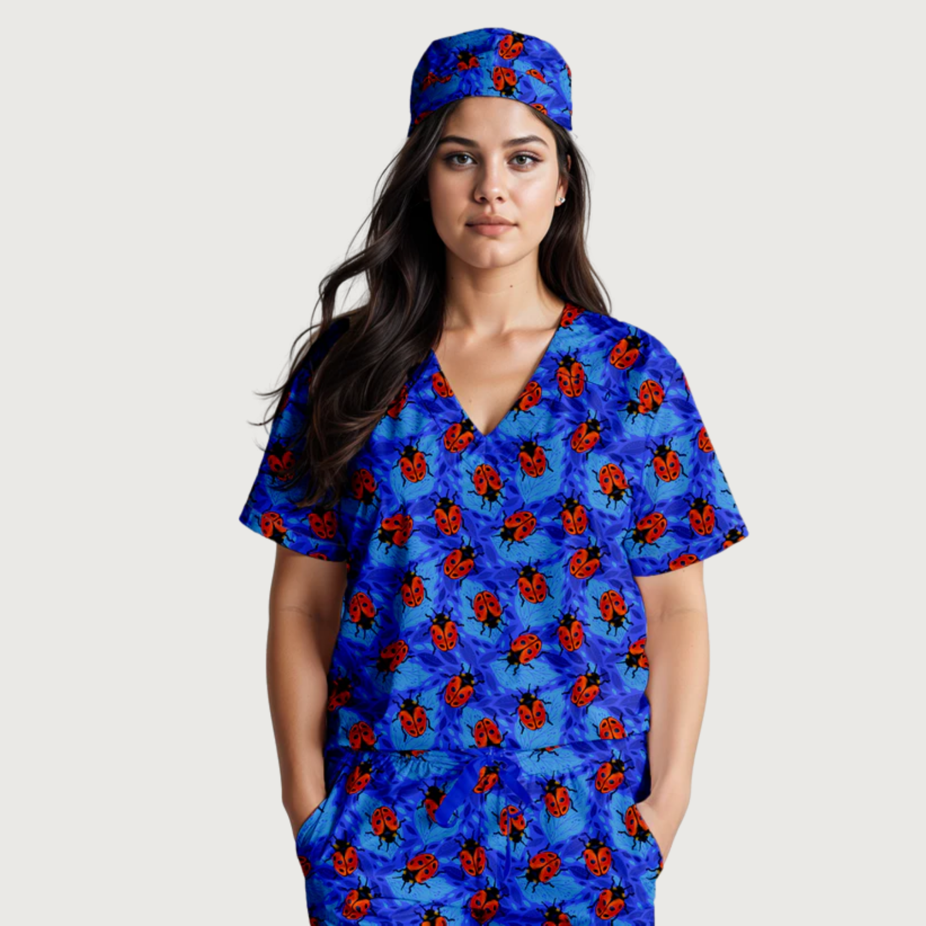 Women's Garden Party V-neck Scrub Set SA11