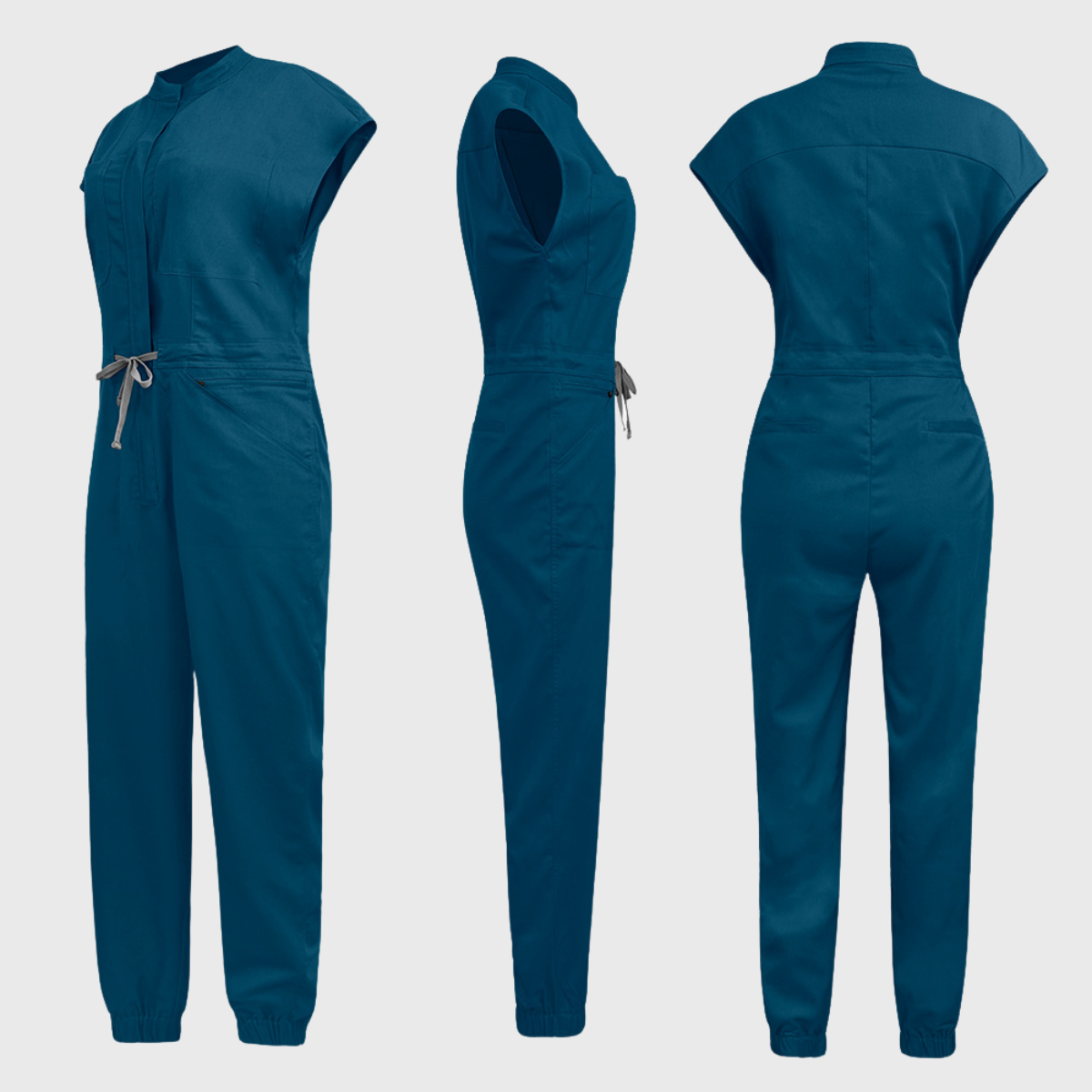 Women's Front Zip 8-Pocket Cargo Scrub Jumpsuit S2