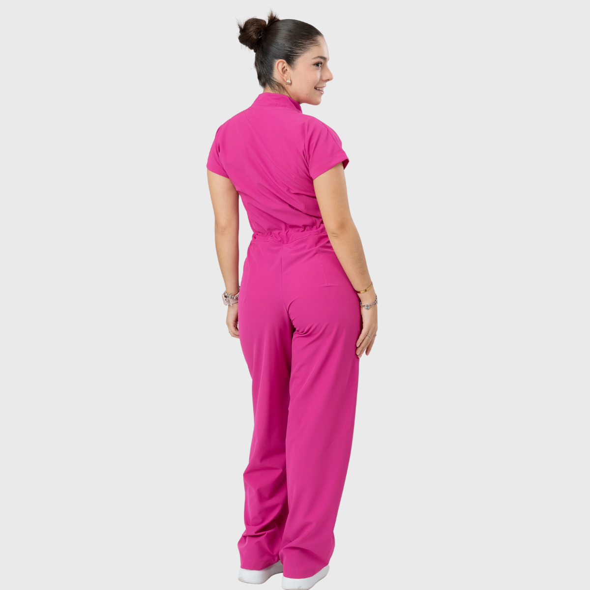 Women's 4 Pockets Drawstring Flared Scrub Jumpsuit Jog009