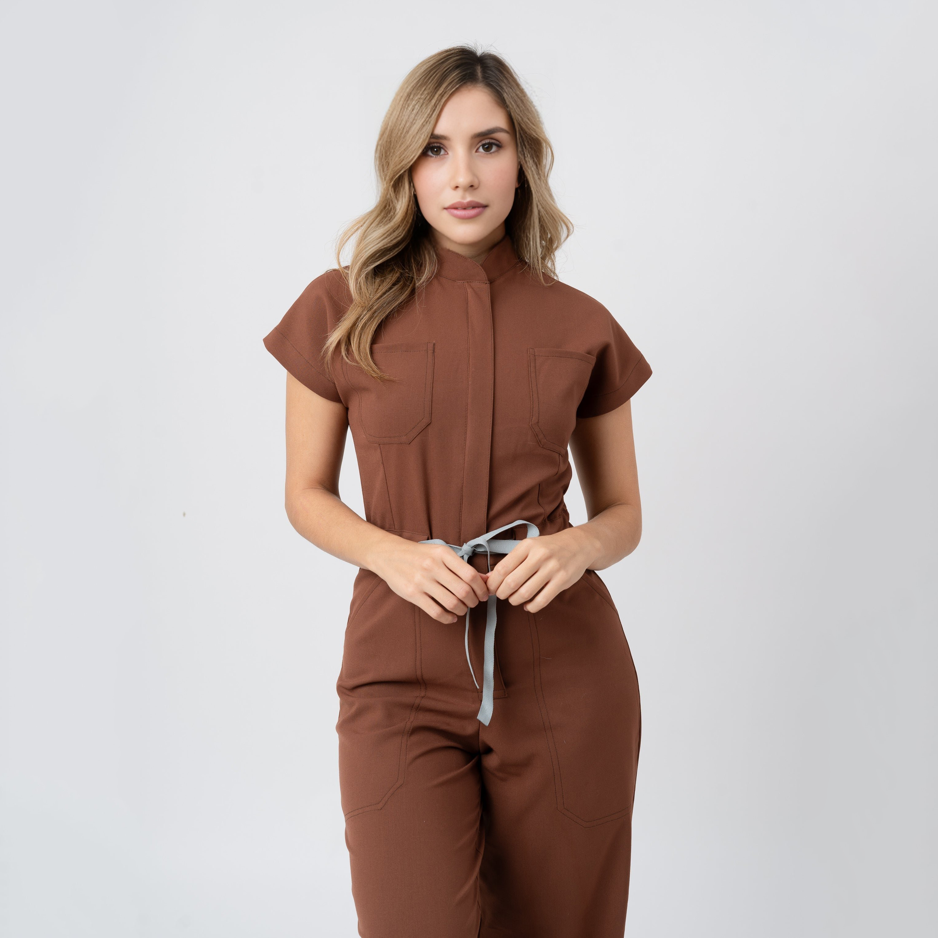 Katya Scrub Jumpsuit | Coconut Brown