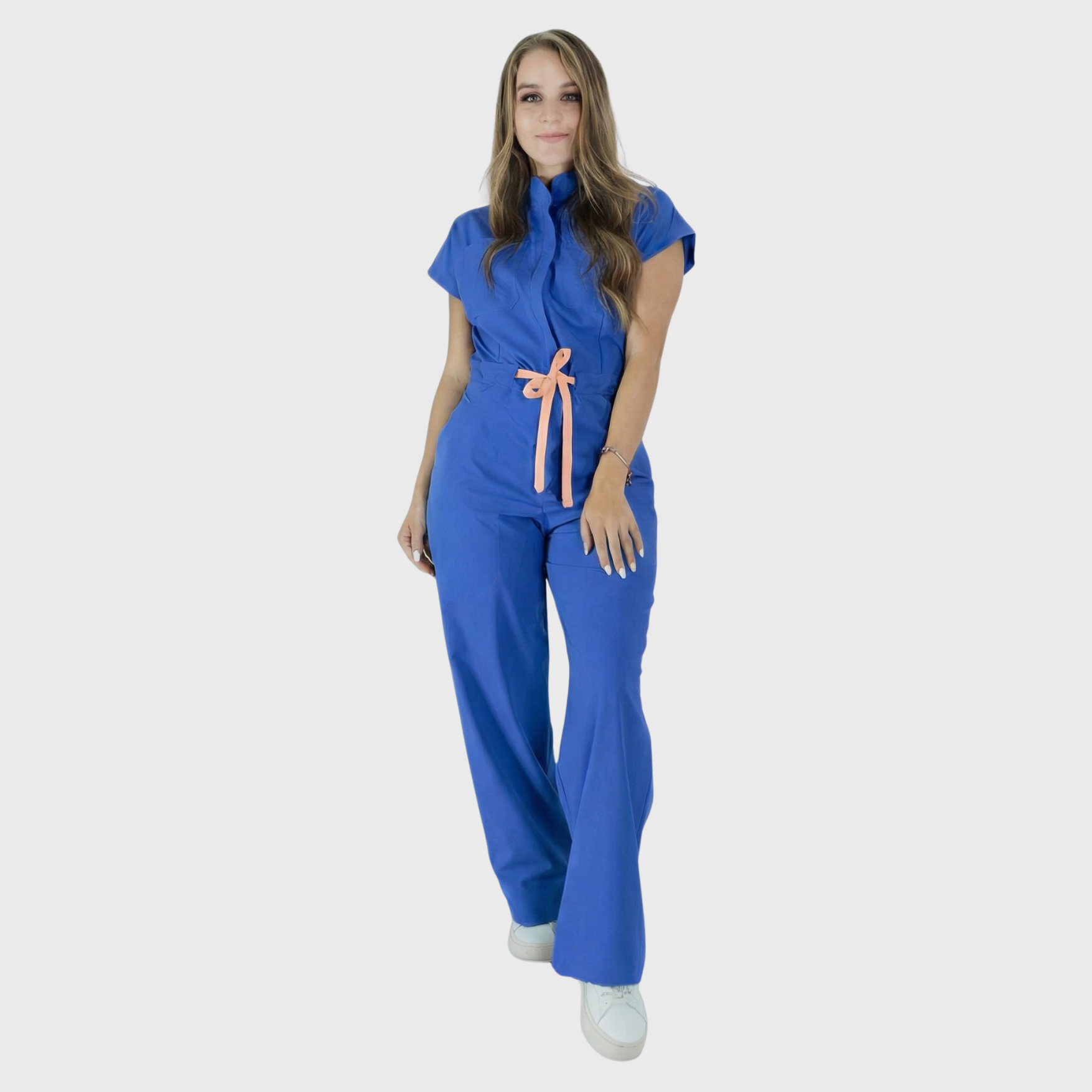 Women's 4-Pocket Wide-Leg Relaxed Fit Scrub Jumpsuit