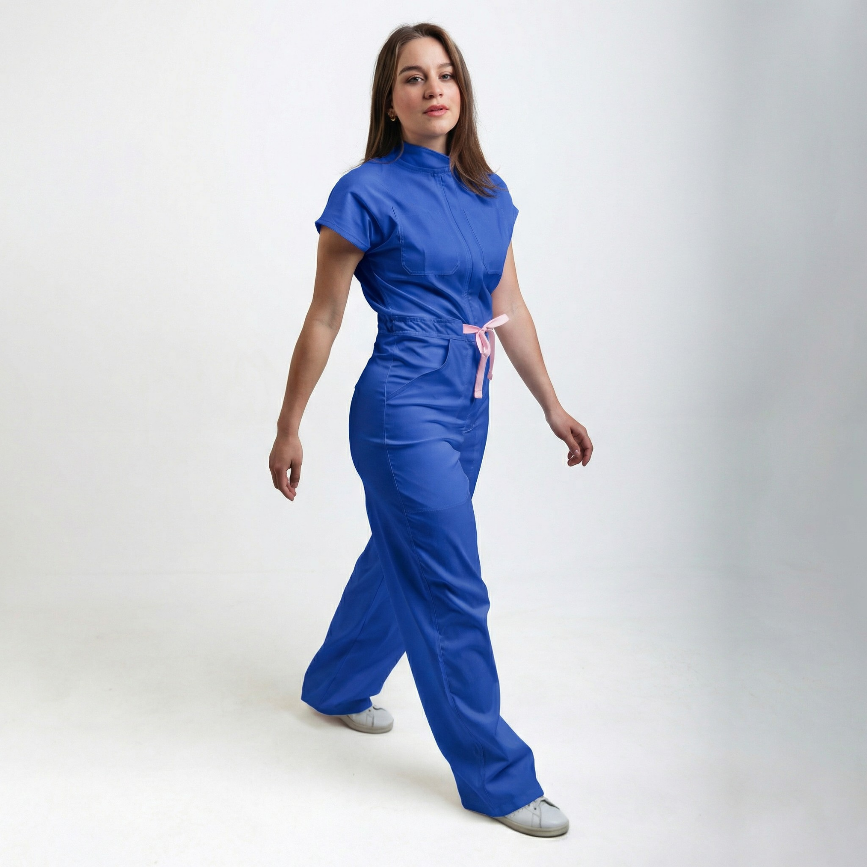 Women's 4-Pocket Wide-Leg Relaxed Fit Scrub Jumpsuit