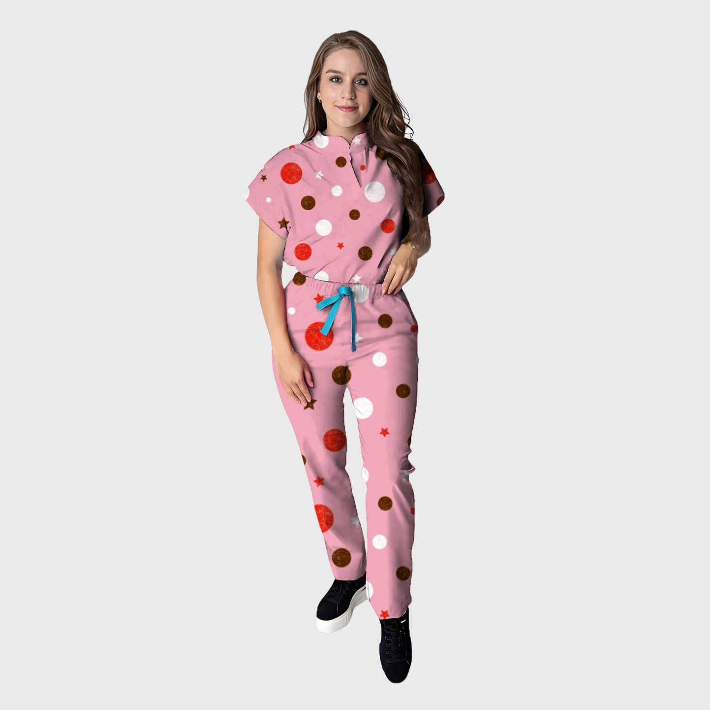 Women's Floral Printed Scrub Set CPJO2