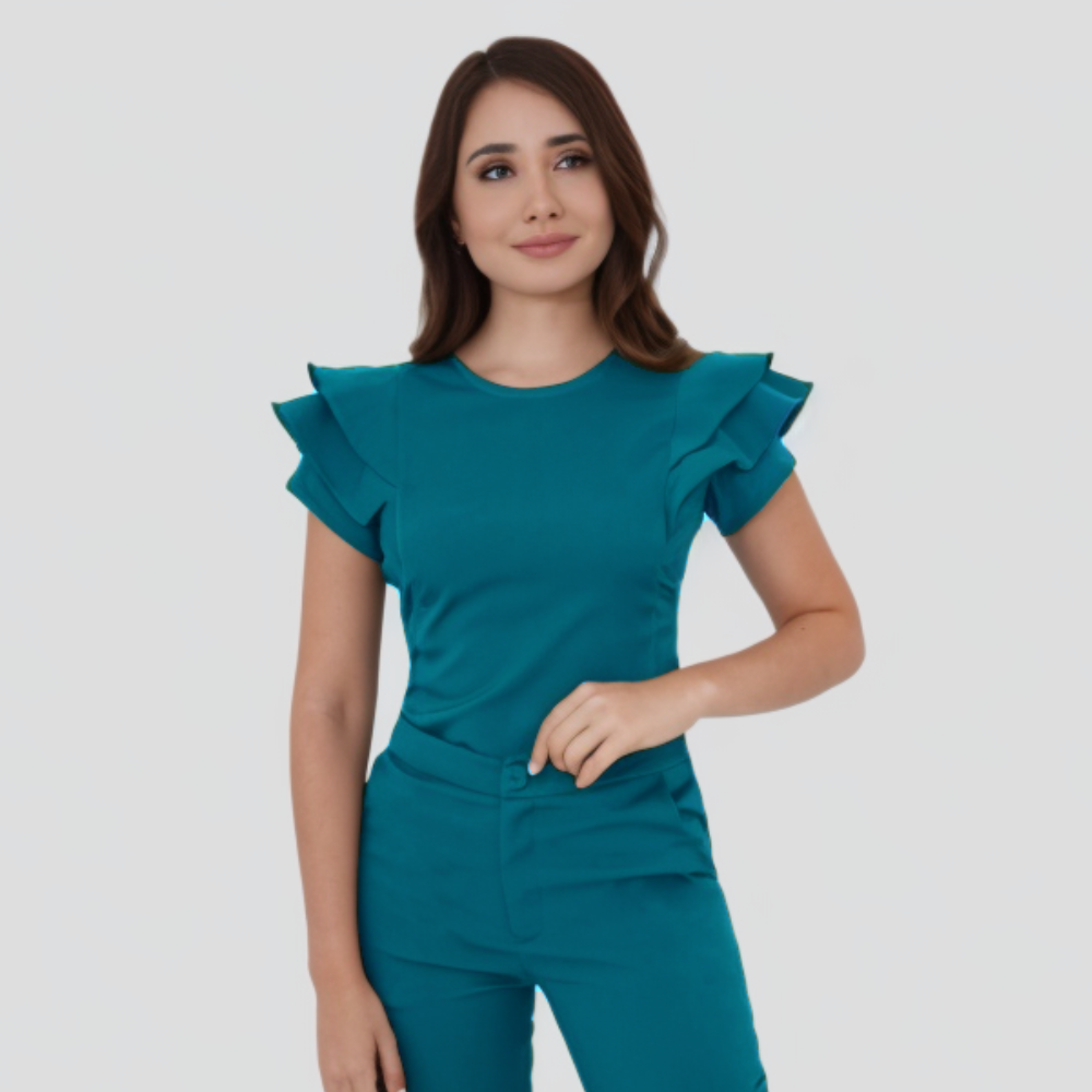 Women's Round Neck Lace Sleeves Scrub Top™