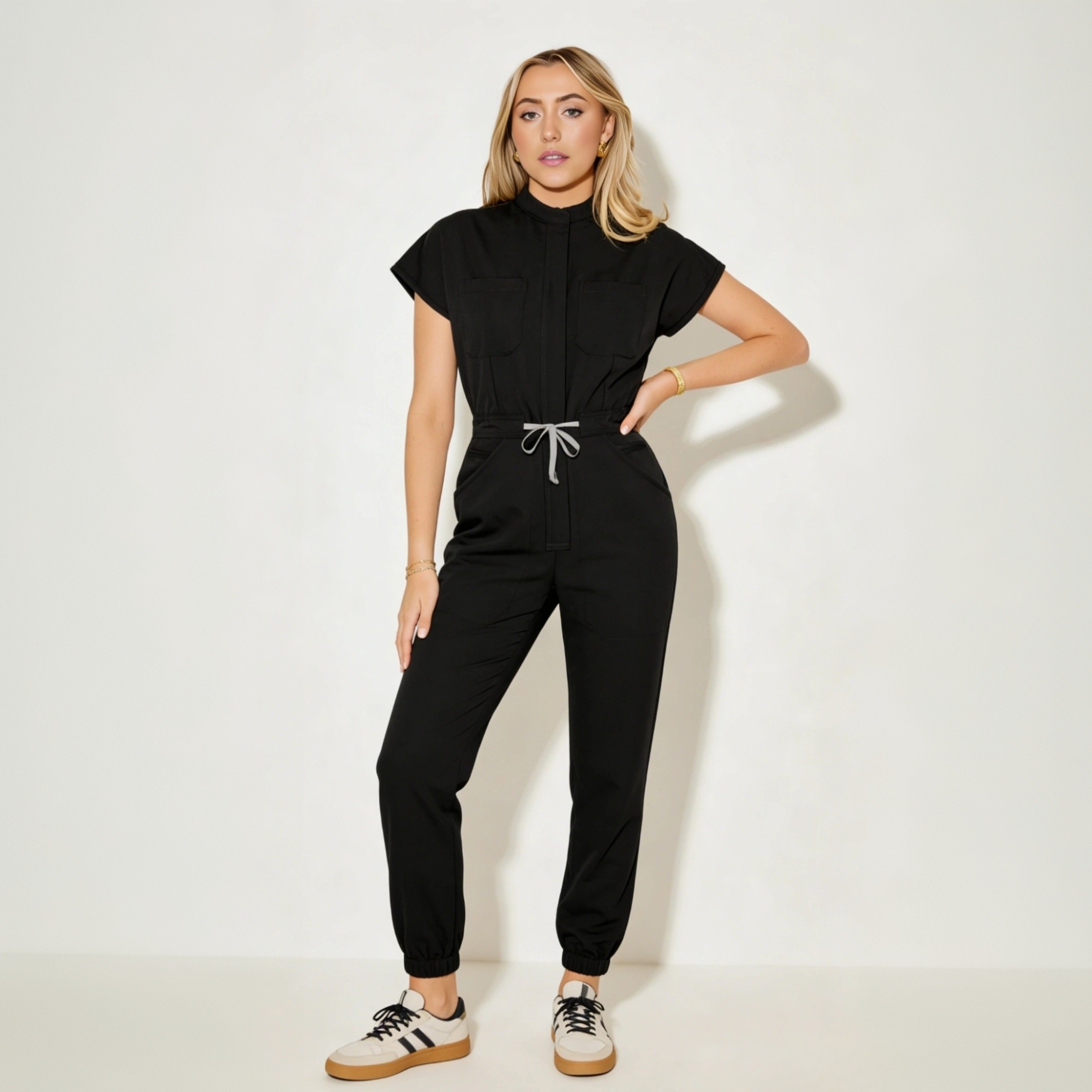 Women's Slim Fit 9-Pocket Jogger Scrub Jumpsuit