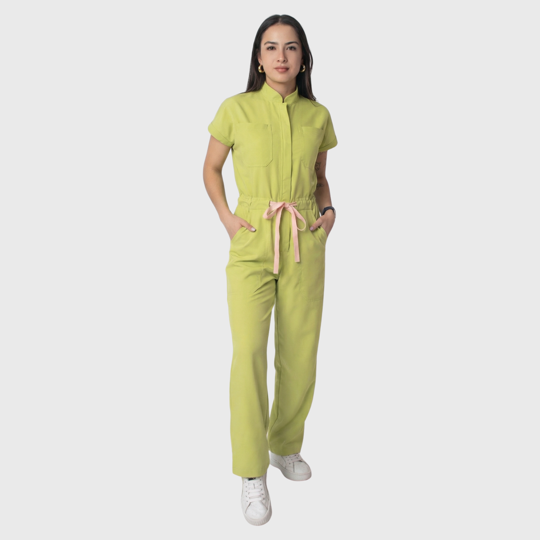 Women's 4-Pocket Wide-Leg Relaxed Fit Scrub Jumpsuit