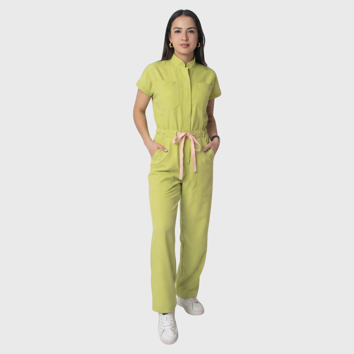 Women's 4-Pocket Wide-Leg Relaxed Fit Scrub Jumpsuit