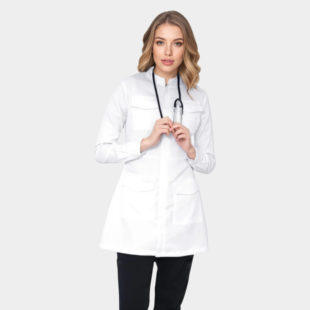 Women's Button Cuffs Lab Coat