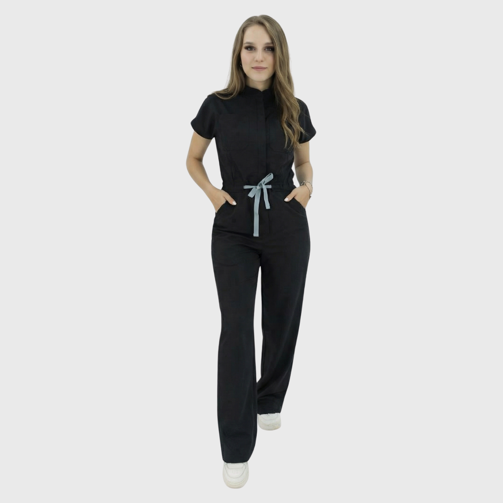 Women's 4-Pocket Wide-Leg Relaxed Fit Scrub Jumpsuit