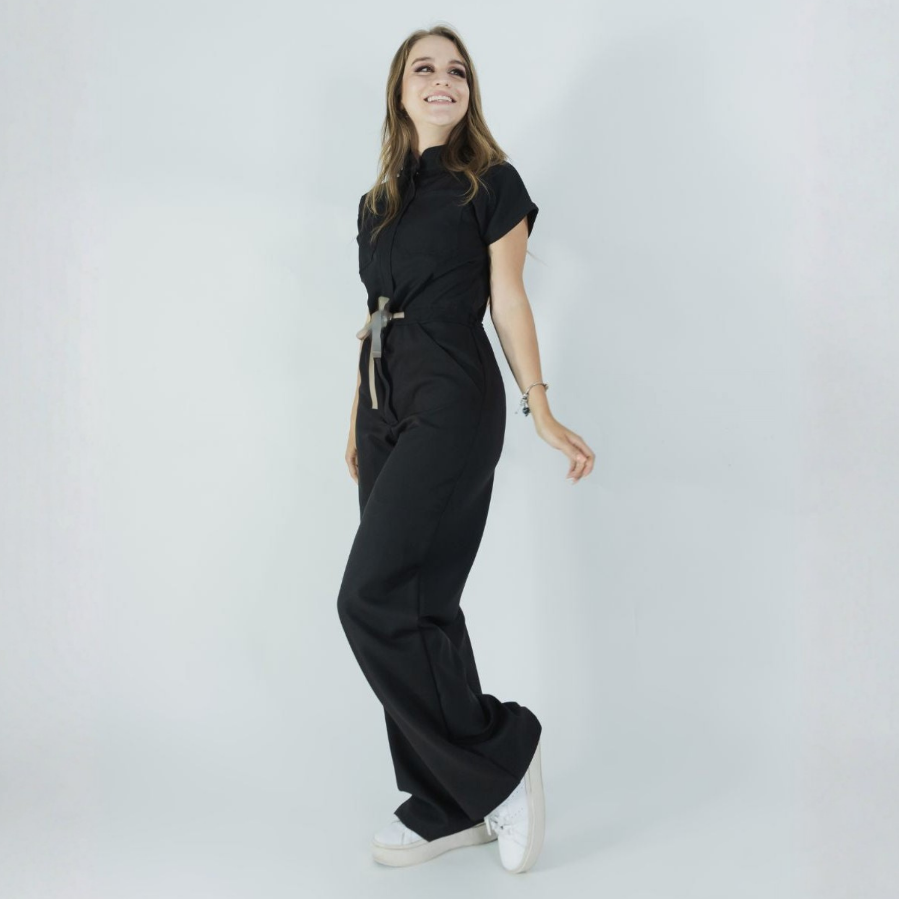 Women's 4-Pocket Wide-Leg Relaxed Fit Scrub Jumpsuit