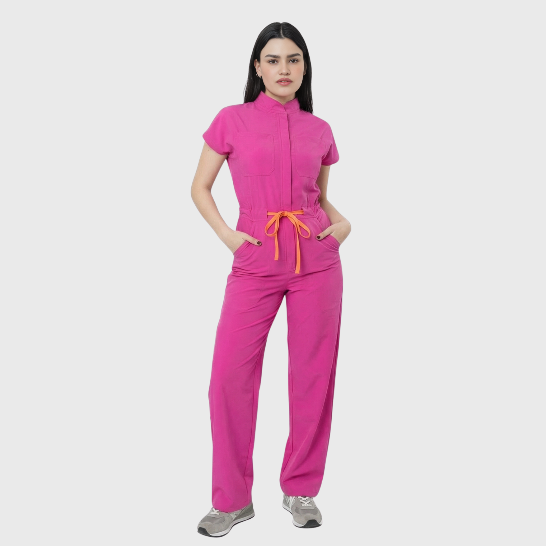 Women's 4-Pocket Wide-Leg Relaxed Fit Scrub Jumpsuit