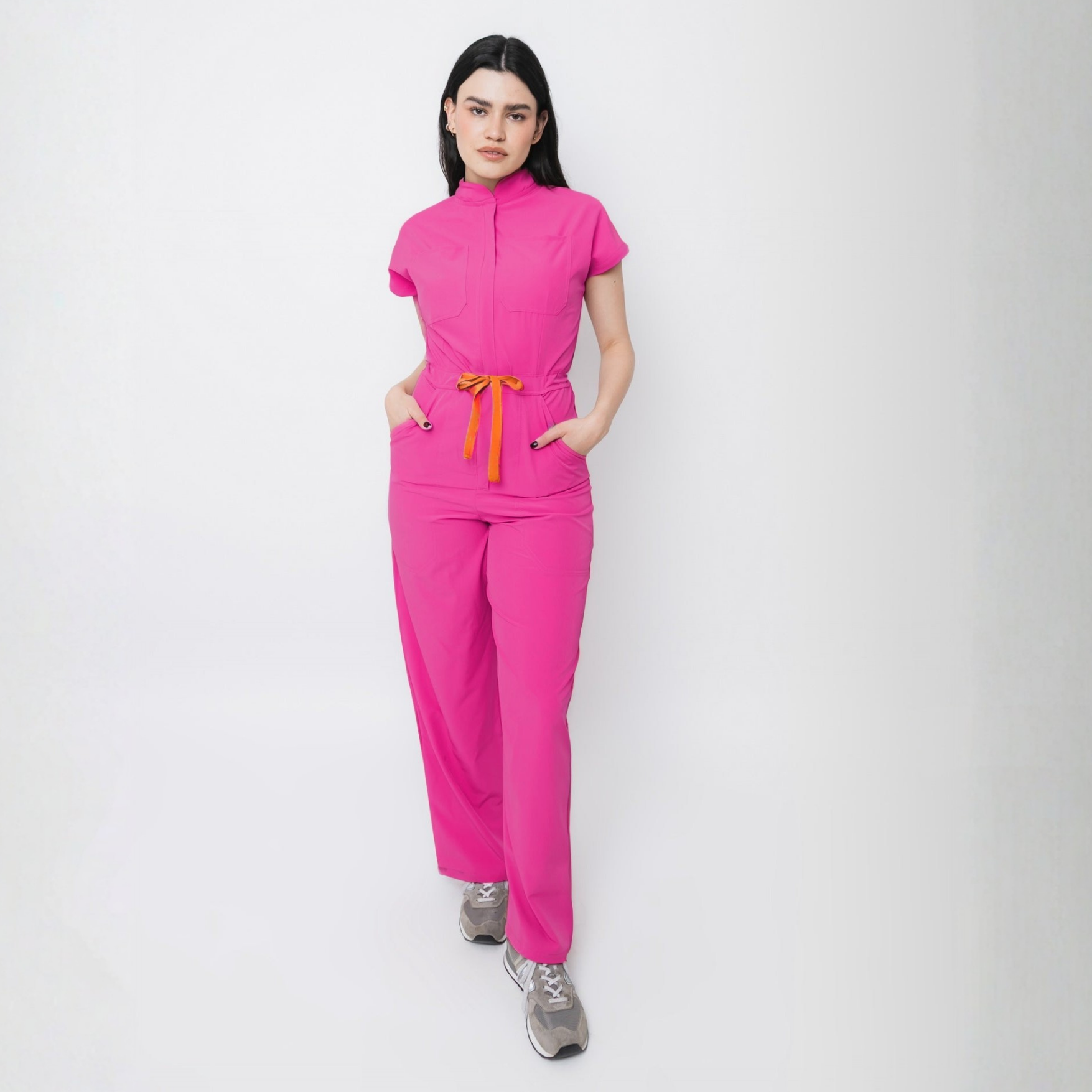 Women's 4-Pocket Wide-Leg Relaxed Fit Scrub Jumpsuit