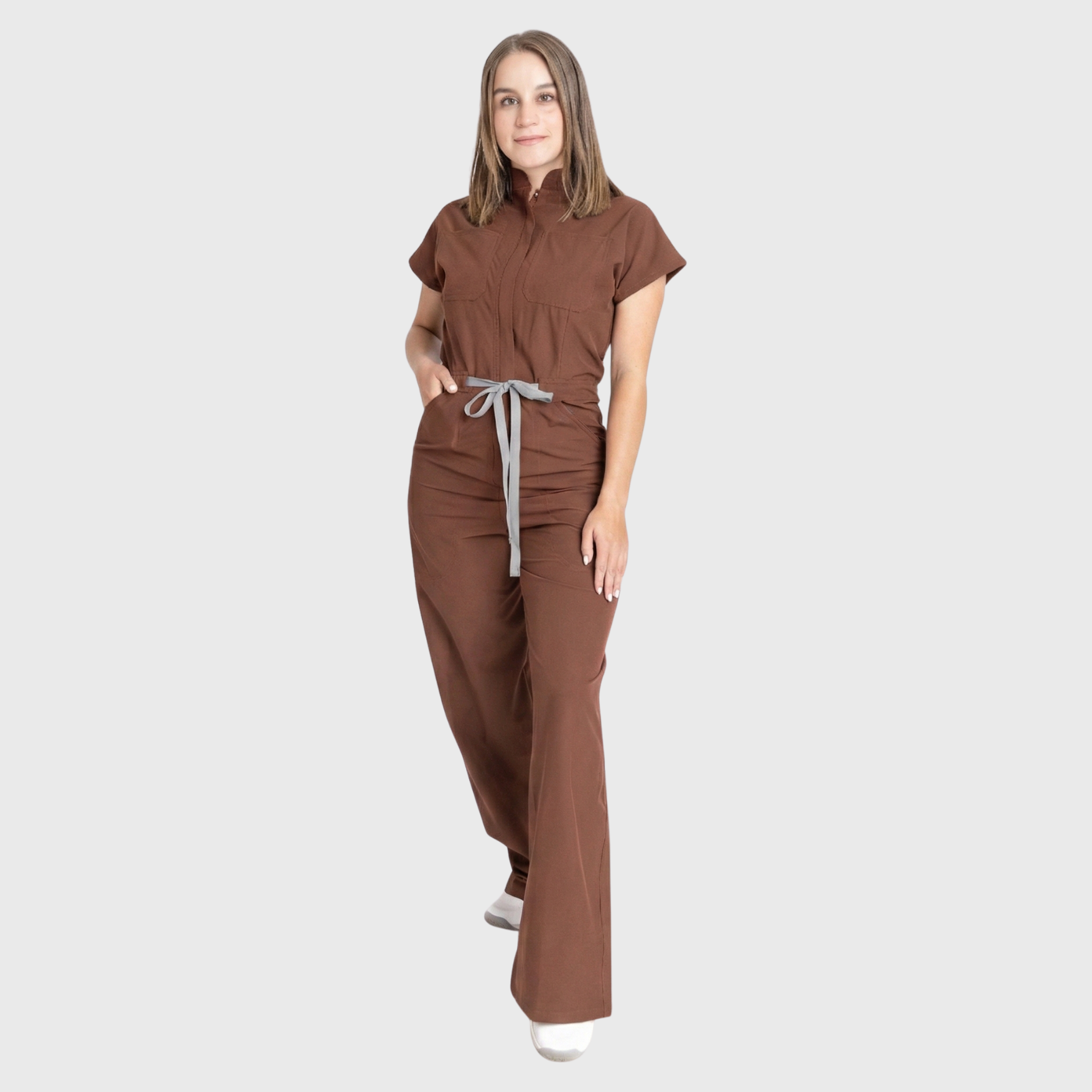 Women’s Wide-Leg Scrub Jumpsuit | 4-Pocket Zip Front Design