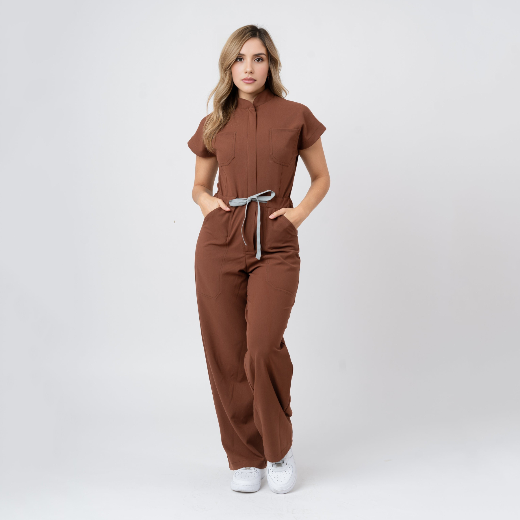 Katya Scrub Jumpsuit | Coconut Brown