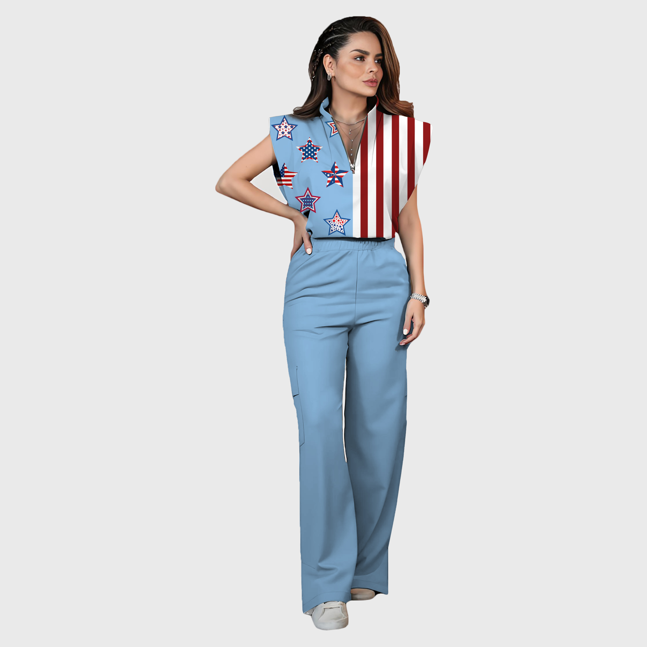 Women's Independence Day Graphics Scrub Set ST6246