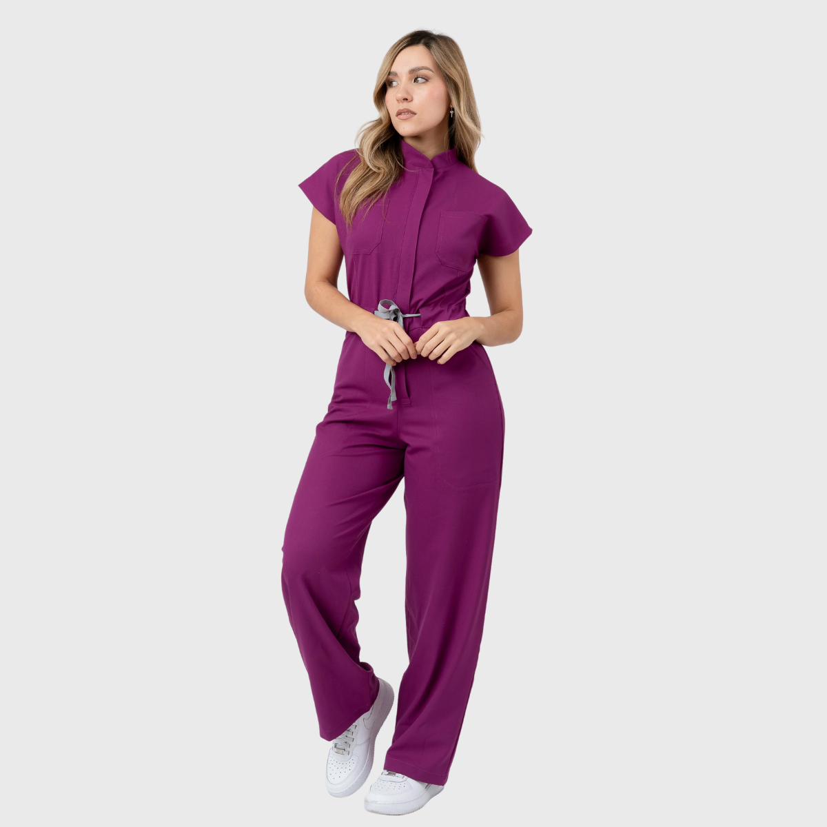 Women's 4 Pockets Drawstring Flared Scrub Jumpsuit Jog009
