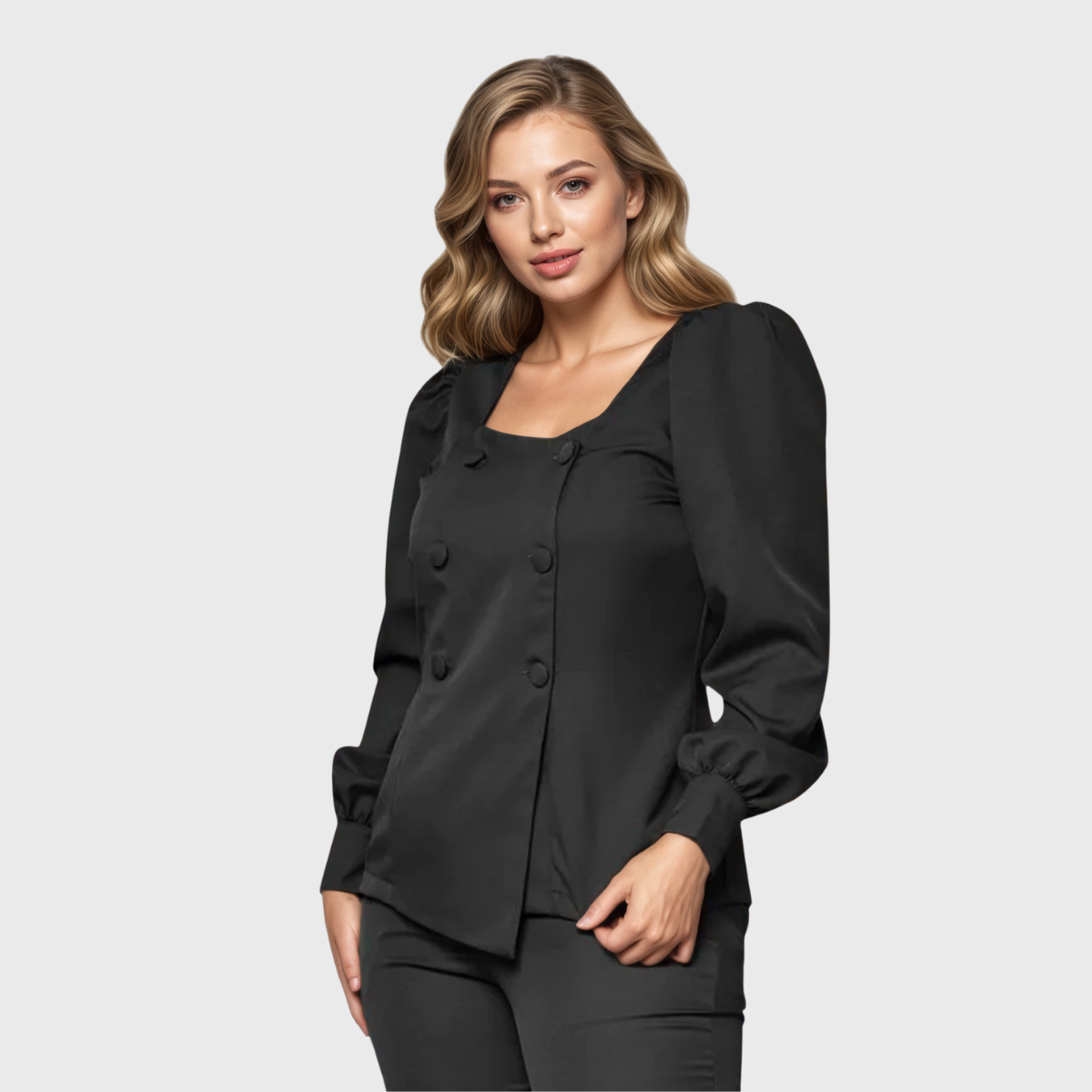 Clara Women's Modern Fit Square Neck Long Sleeve Scrub Top