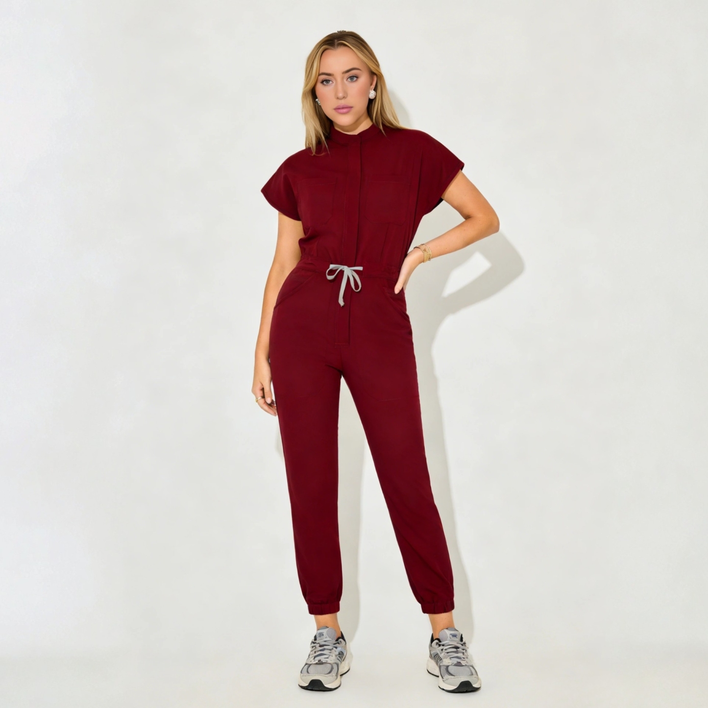Women's Slim Fit 9-Pocket Jogger Scrub Jumpsuit