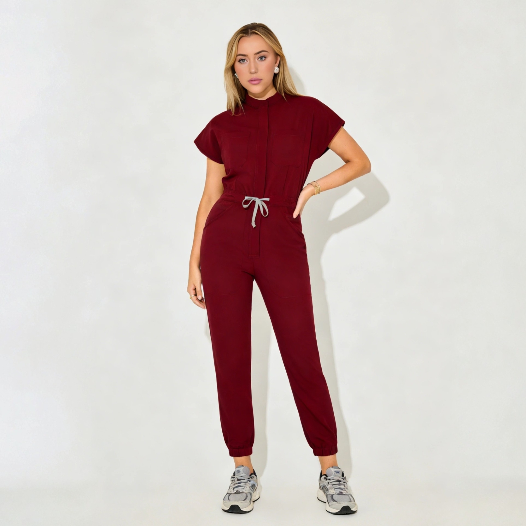 Women's Slim Fit 9-Pocket Jogger Scrub Jumpsuit