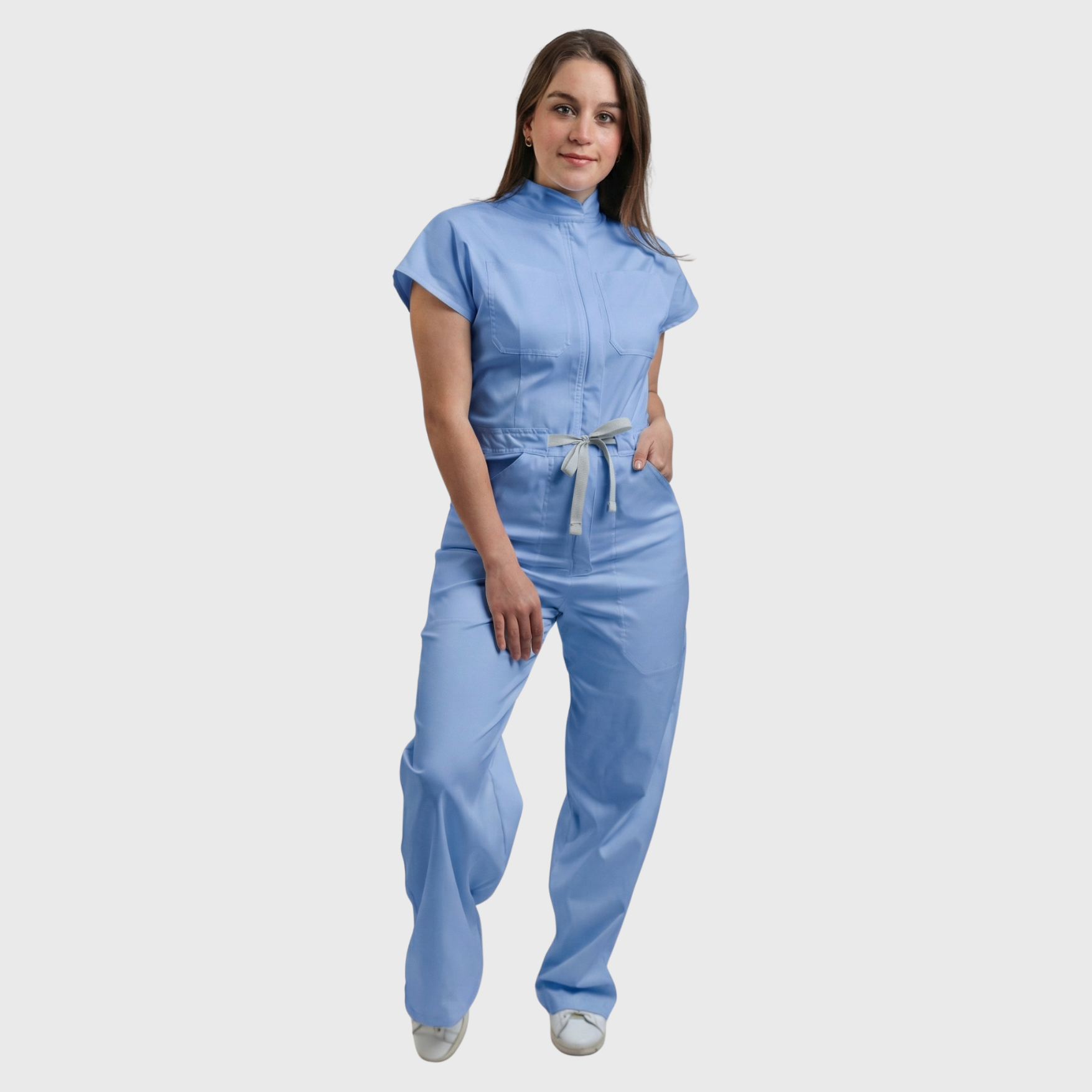 Women's 4-Pocket Wide-Leg Relaxed Fit Scrub Jumpsuit