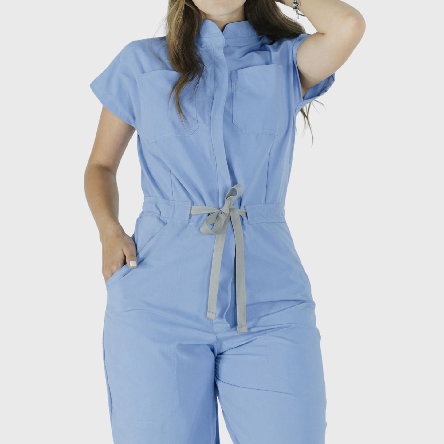 Women's 4-Pocket Wide-Leg Relaxed Fit Scrub Jumpsuit
