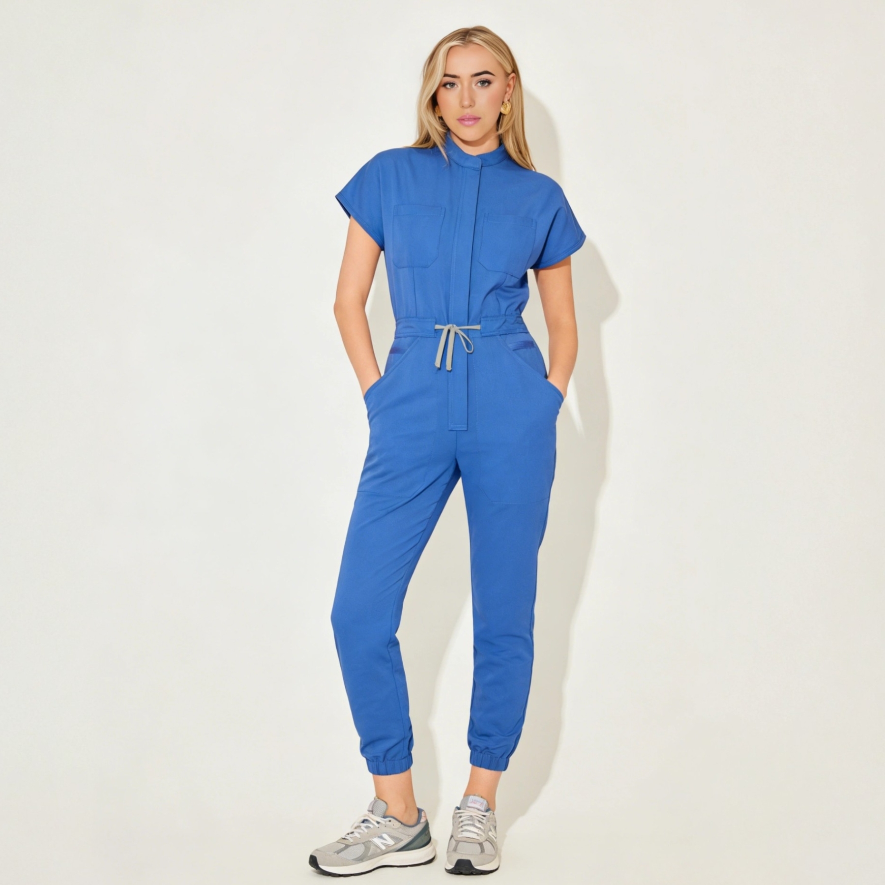 Women's Slim Fit 9-Pocket Jogger Scrub Jumpsuit