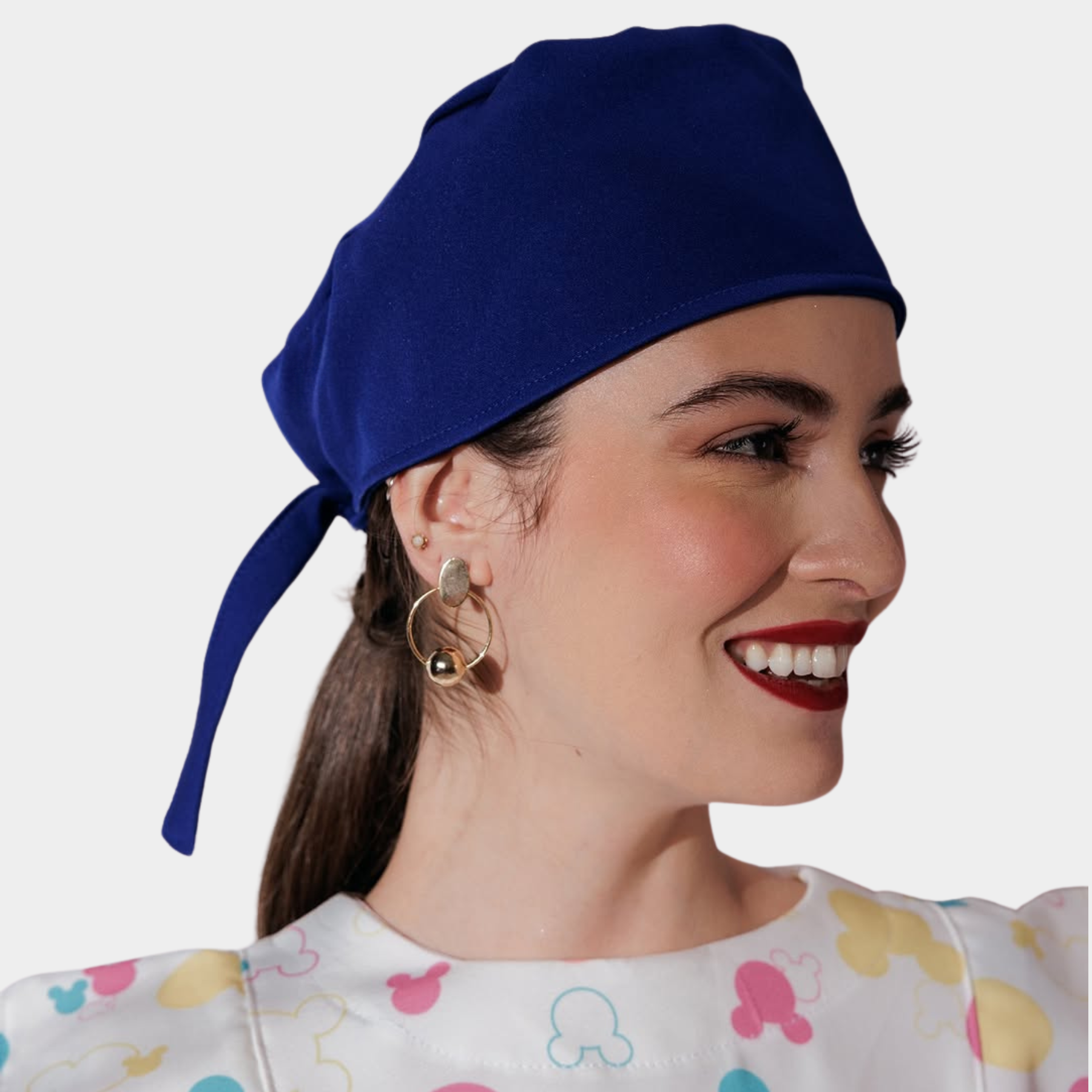 Navy Blue Printed Surgical Caps