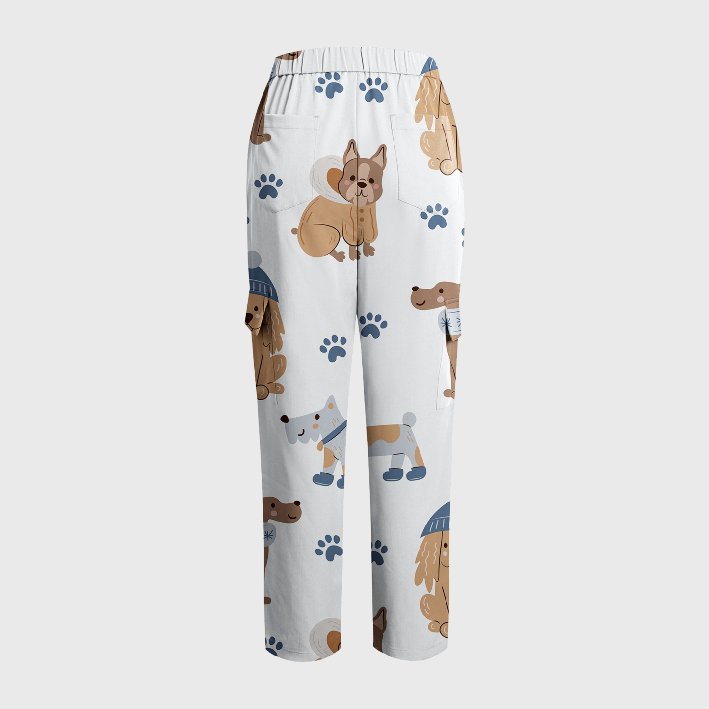 Women's Cute Animal Collection Printed Six-Pocket Scrub Pants