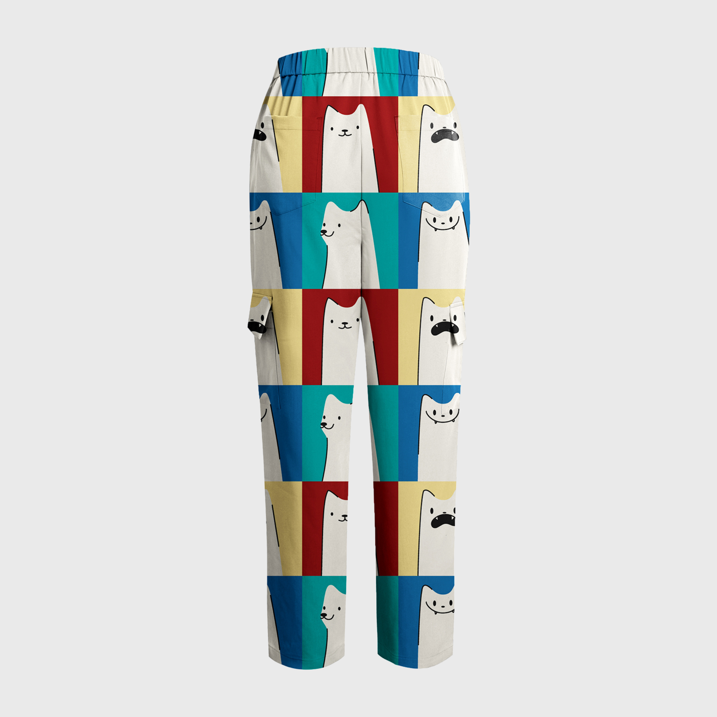 Women's Cute Animal Collection Printed Six-Pocket Scrub Pants