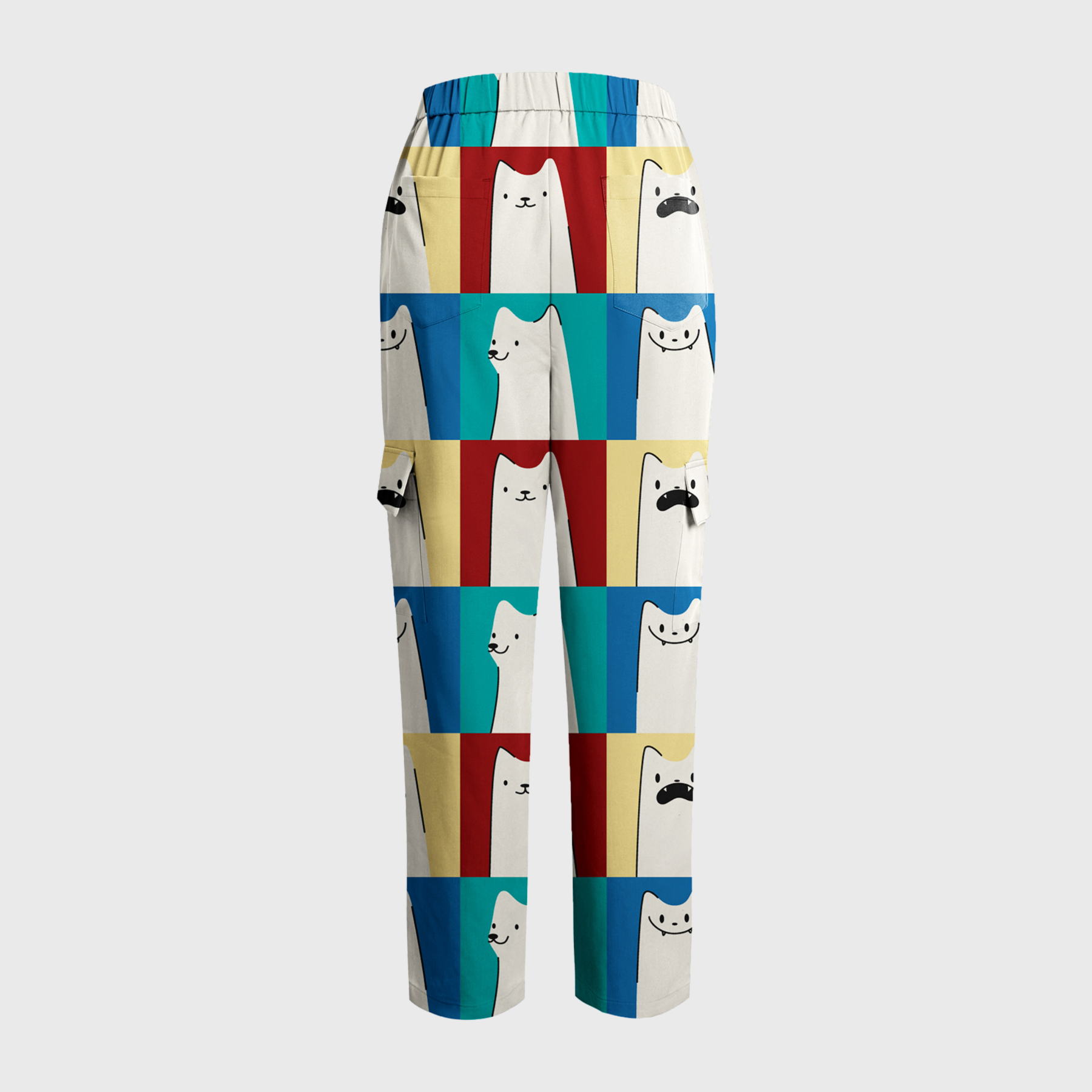 Women's Cute Animal Collection Printed Six-Pocket Scrub Pants