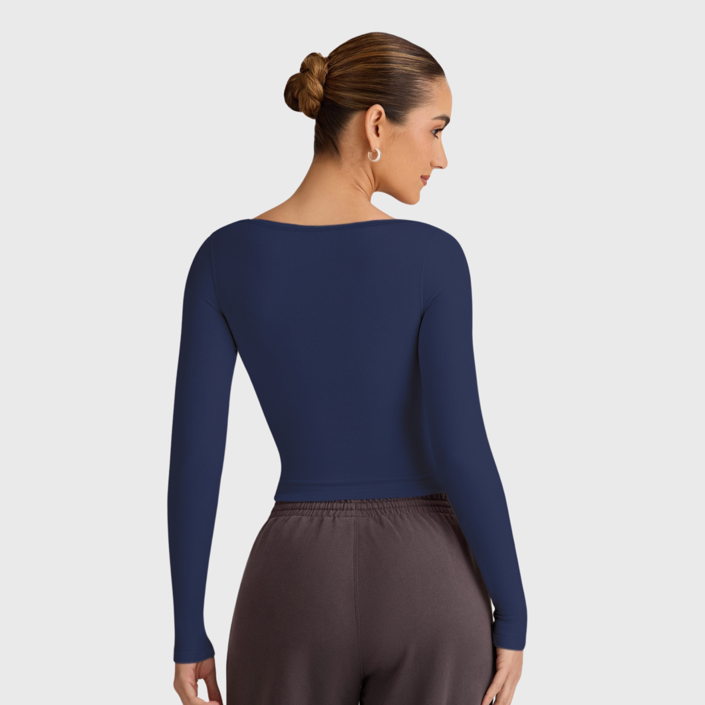 Women's Ribbed Deep V-Neck Long Sleeve Underscrub