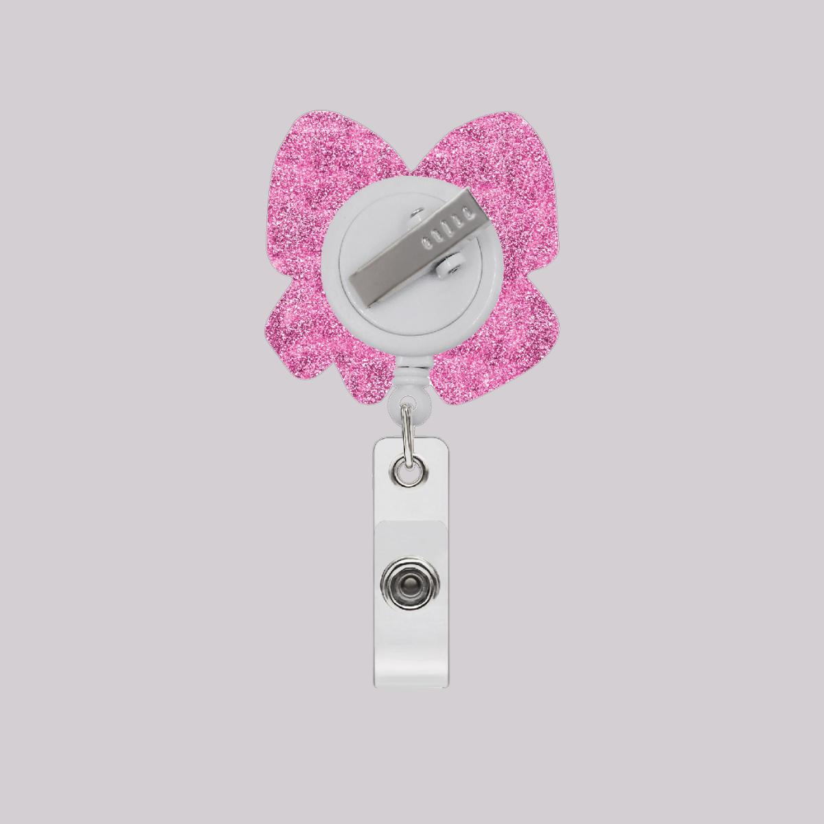New Pink Acrylic Nurse Bow Retractable Easy Pull Badge Reel