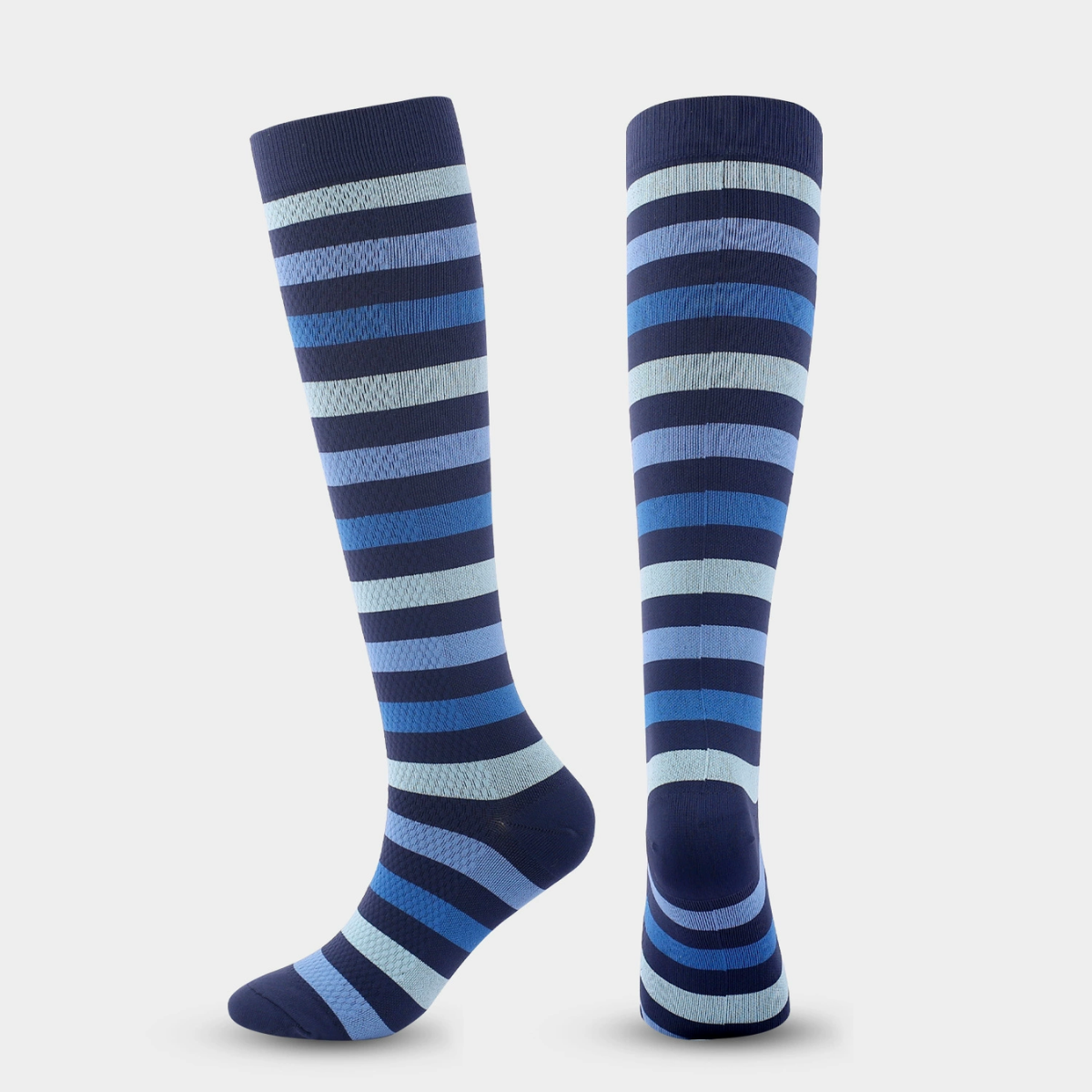 Breathable Sports Color-Blocked Striped Compression Socks 