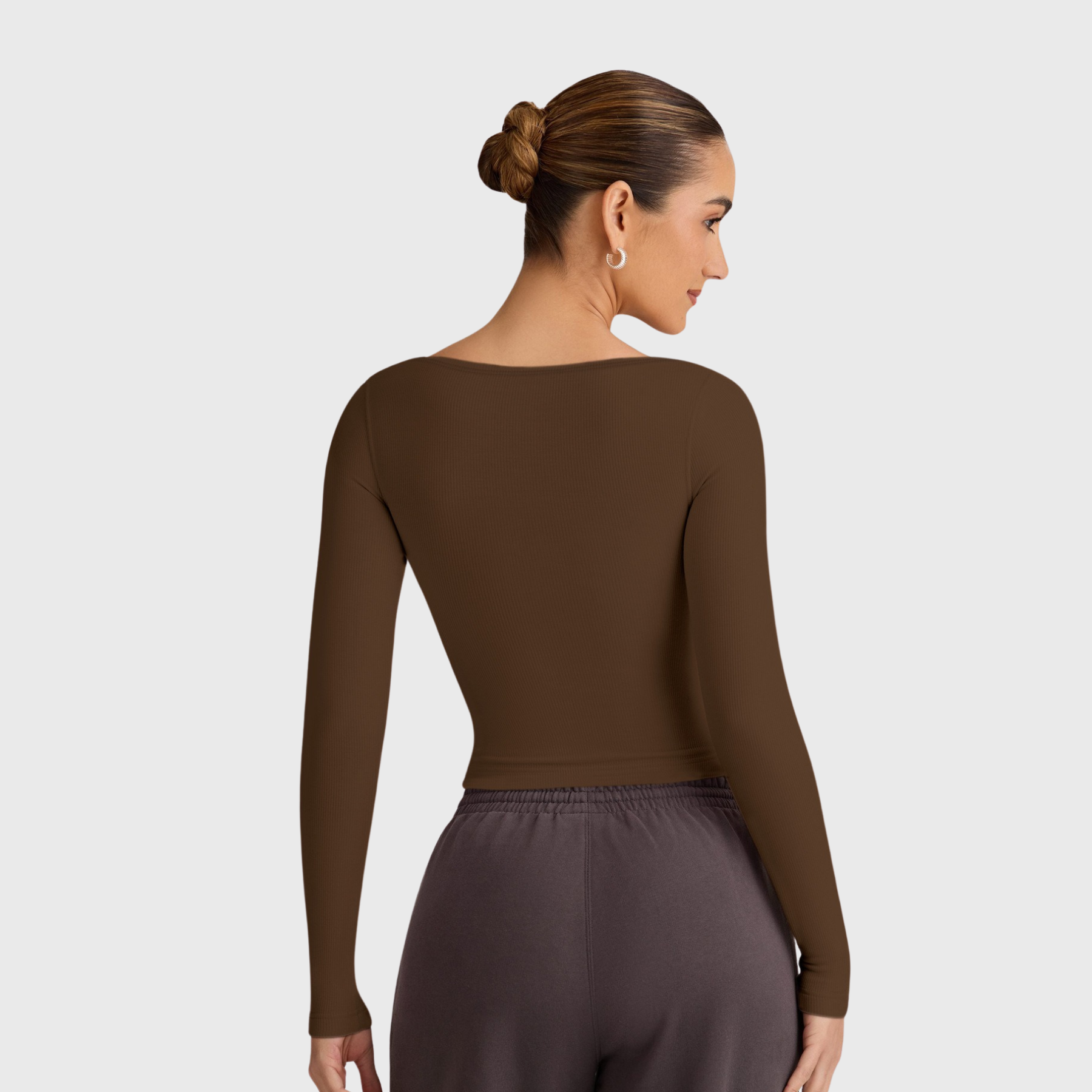 Women's Ribbed Deep V-Neck Long Sleeve Underscrub