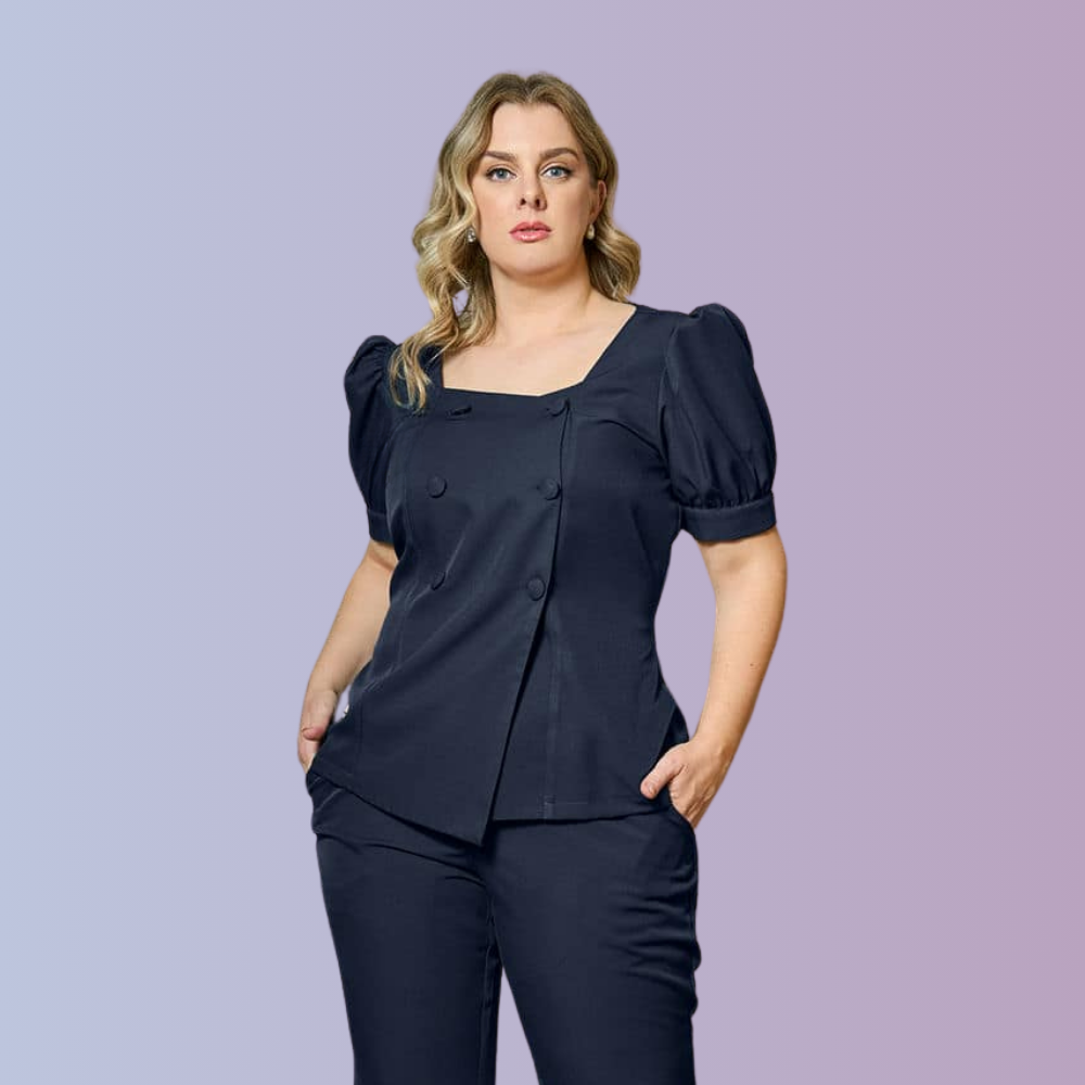 Women's Modern Design Puffed Sleeves Scrub Top™