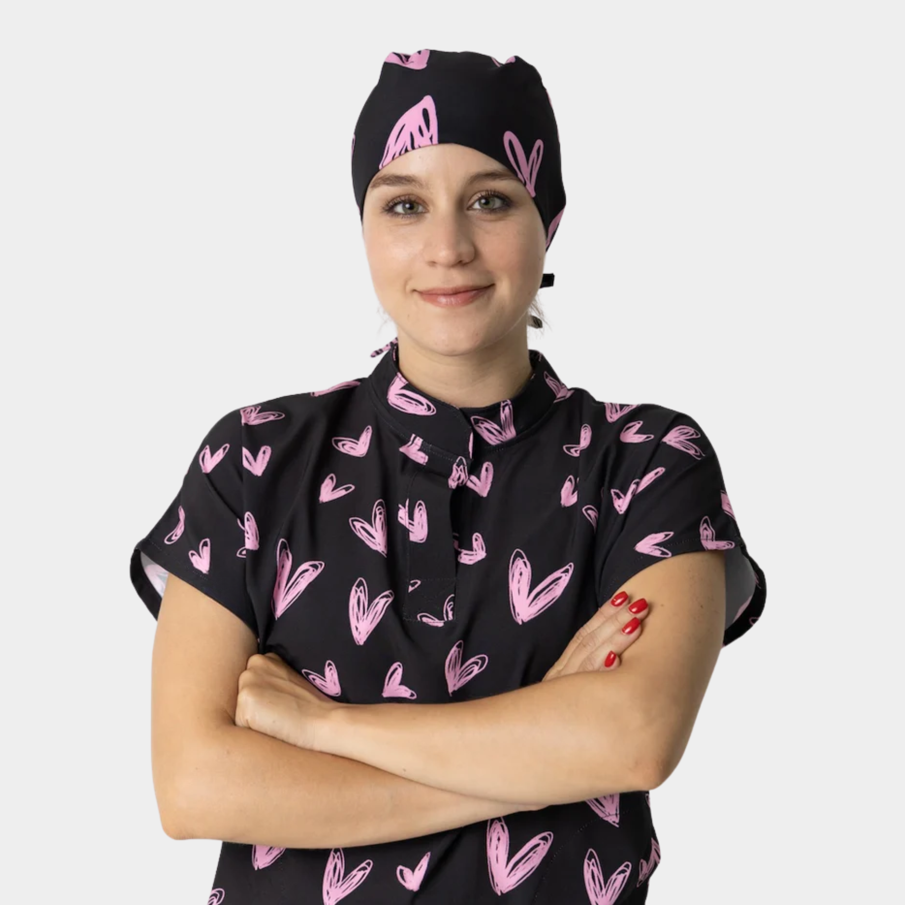 Black Heart Printed Surgical Caps