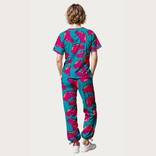 Women's Pink Rex V-neck Scrub Set SA2