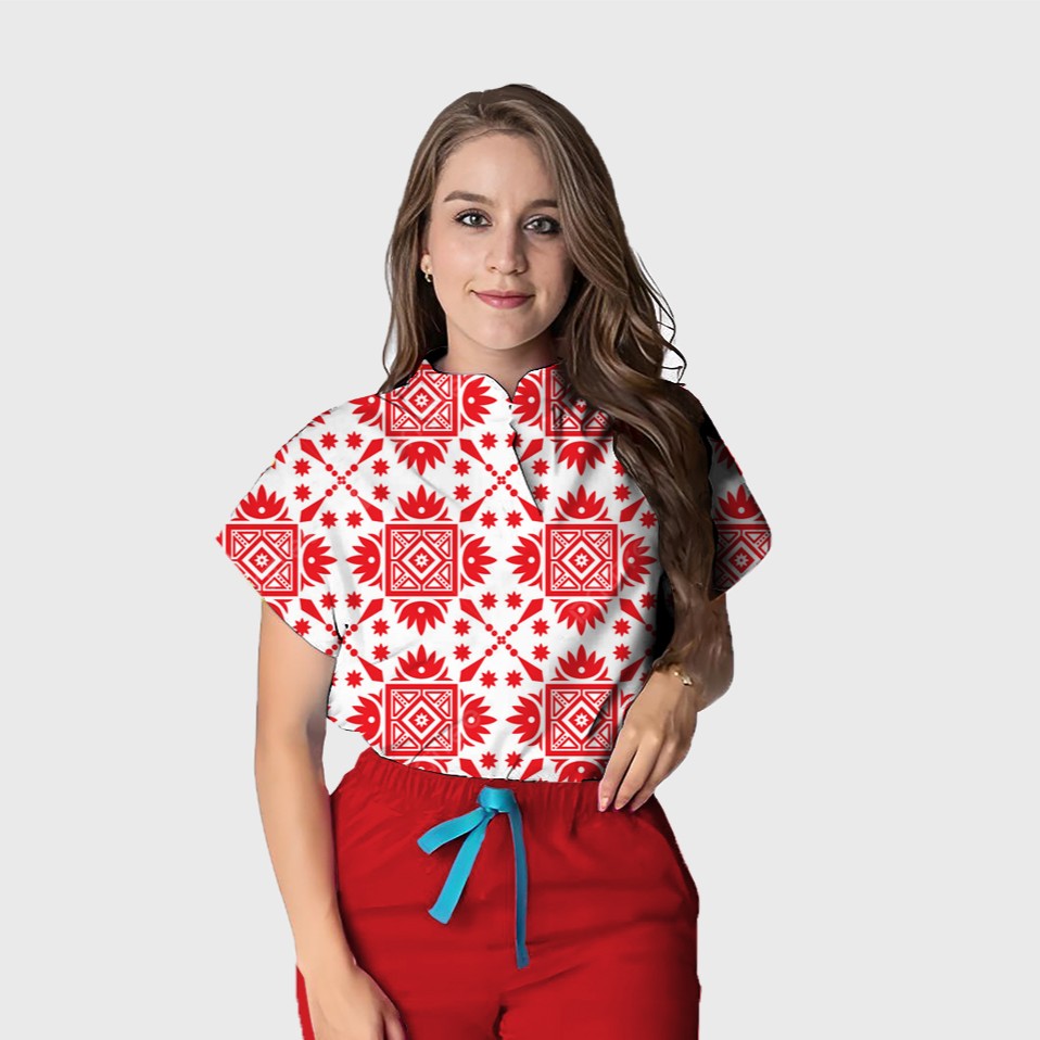 Women's Floral Printed Scrub Set CPJO2