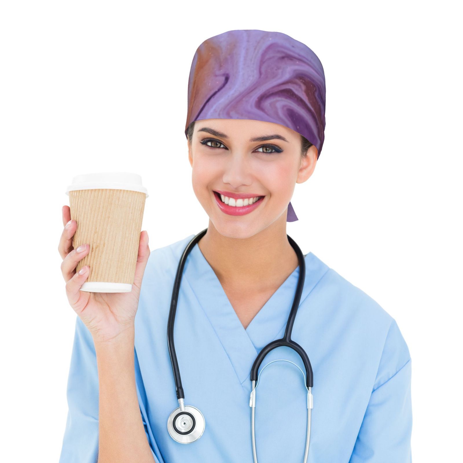 Purple Marble Printed Surgical Caps