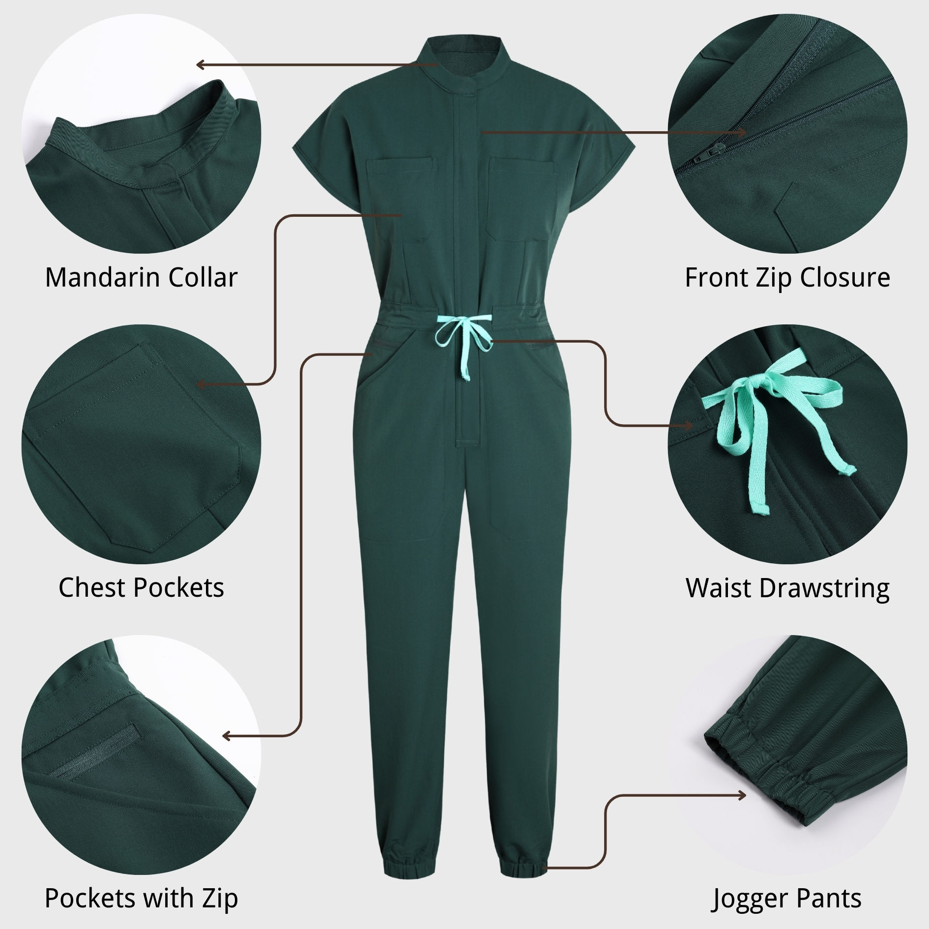 Women's Slim Fit 9-Pocket Jogger Scrub Jumpsuit