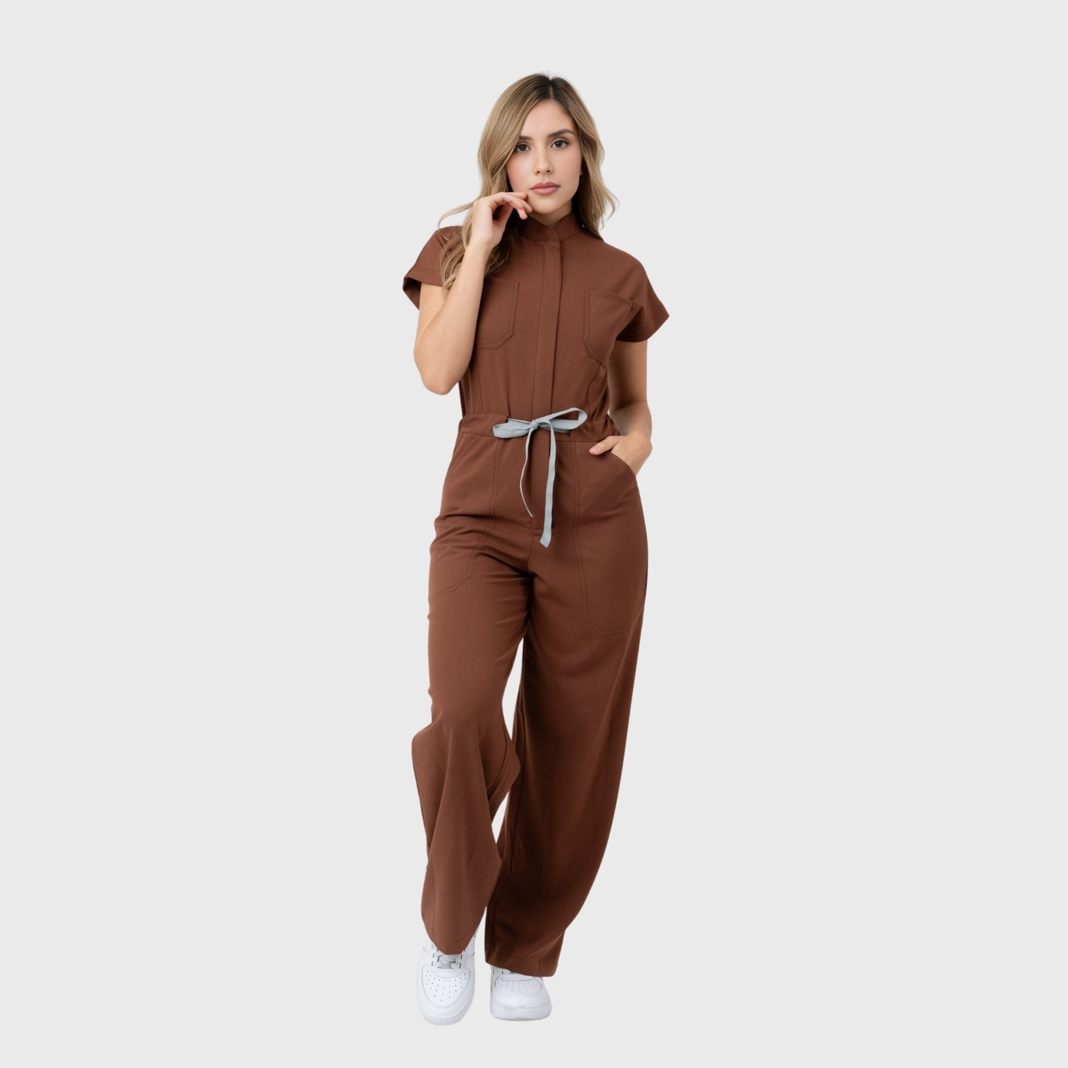 Katya Scrub Jumpsuit | Coconut Brown
