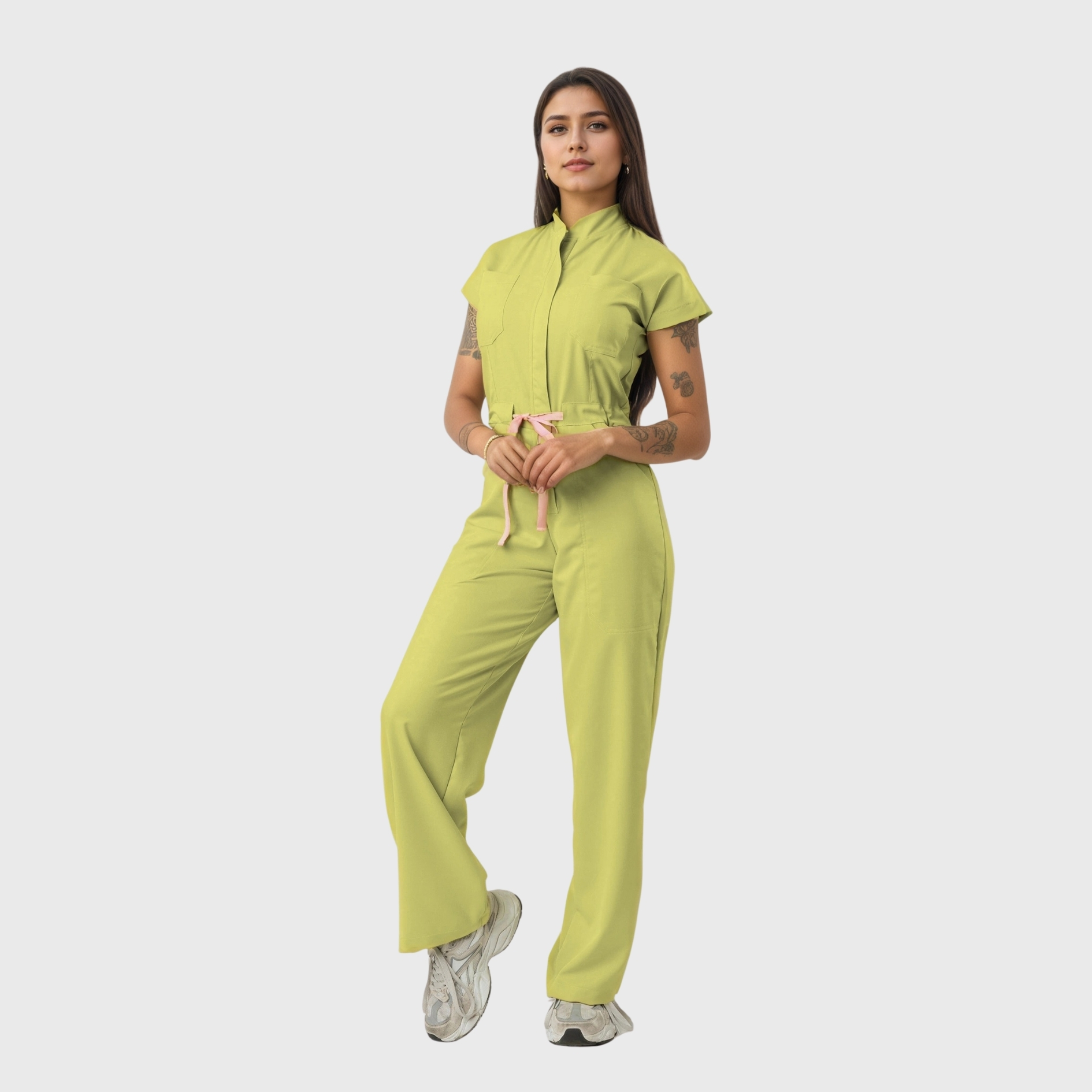 Women's 4-Pocket Wide Leg Loose Fit Scrub Jumpsuit
